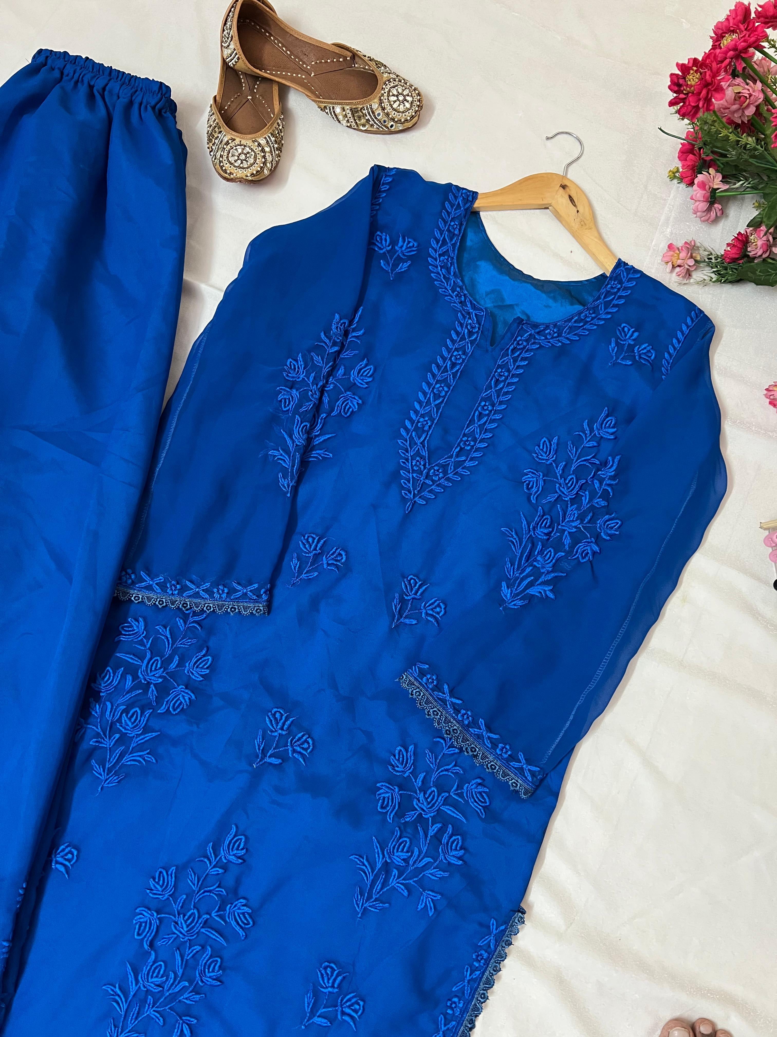 Zara Navy Blue Soft Georgette 2pc Set