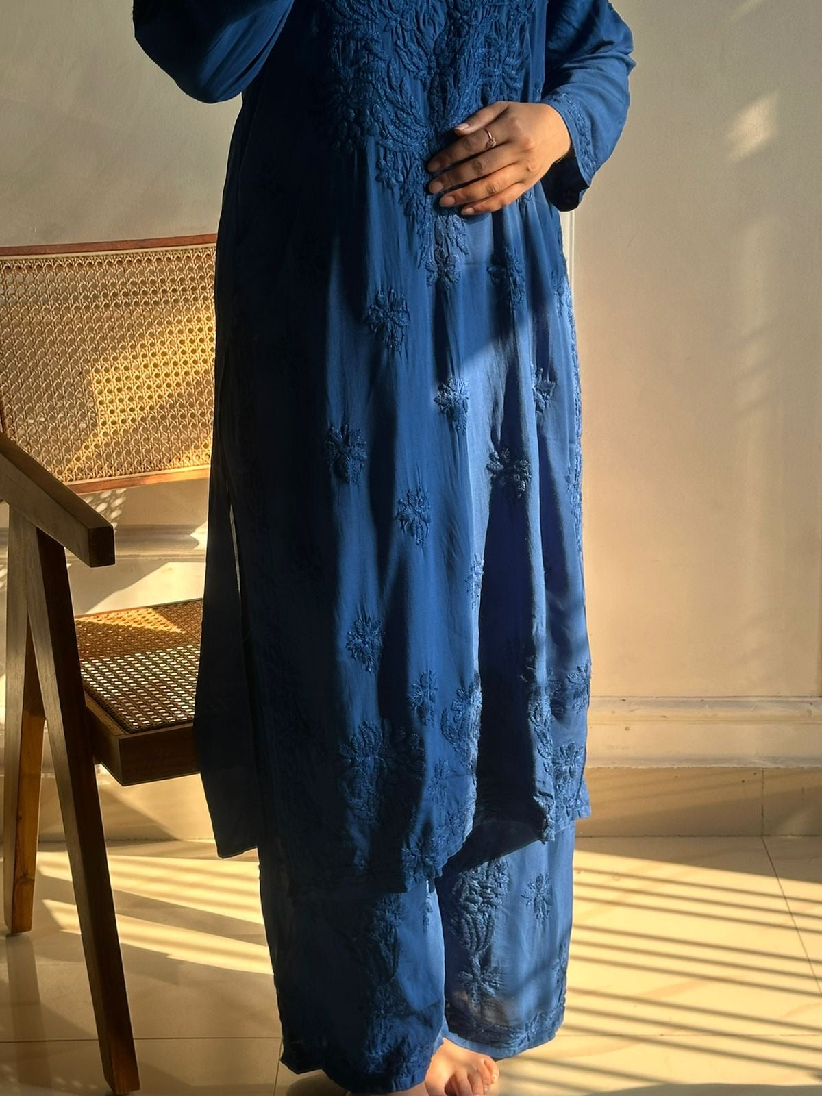 Heavy Work Soft Dyeable modal Plazzo set