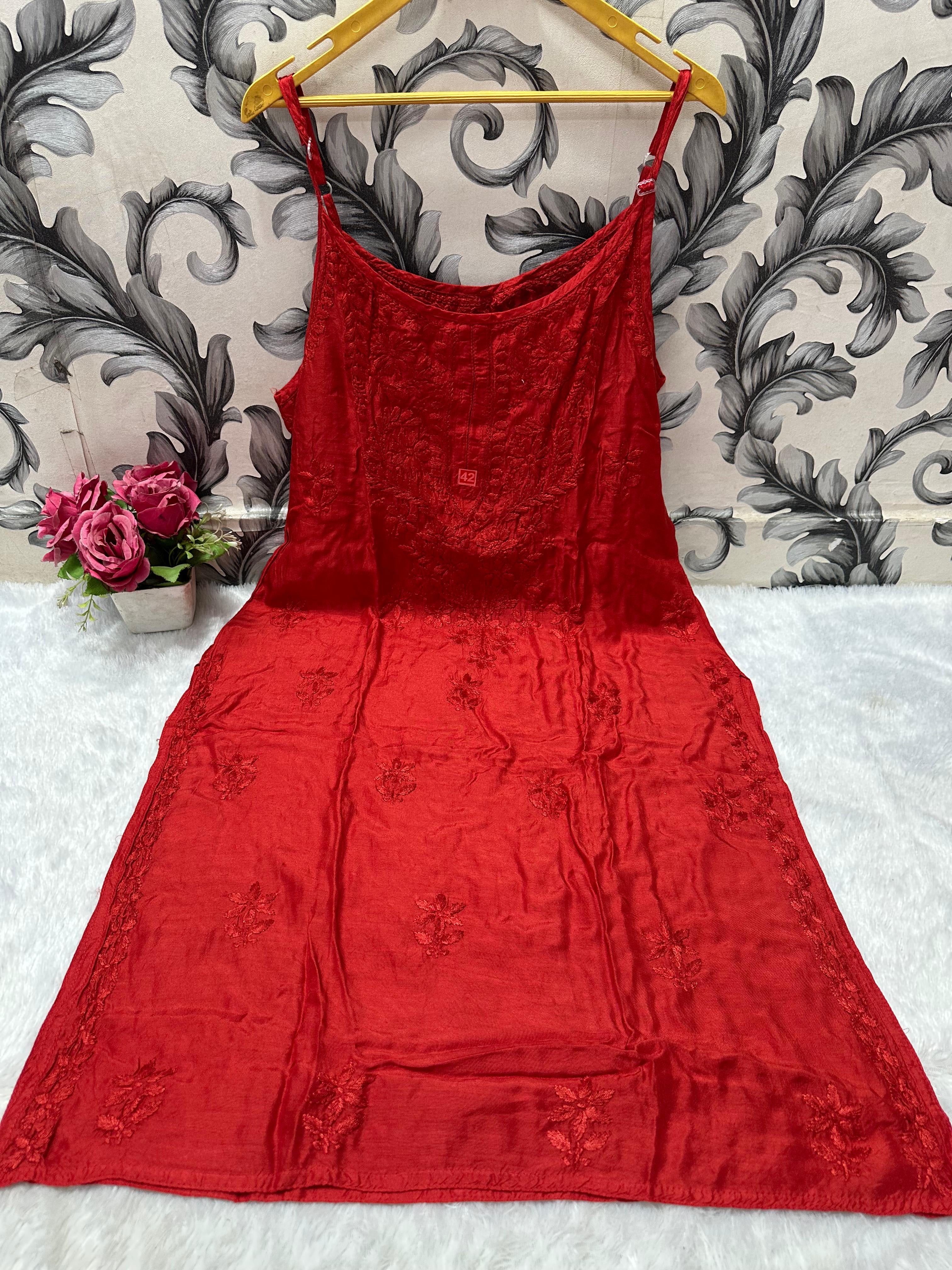 beautiful Muslin noodle strap kurta adjustable strap