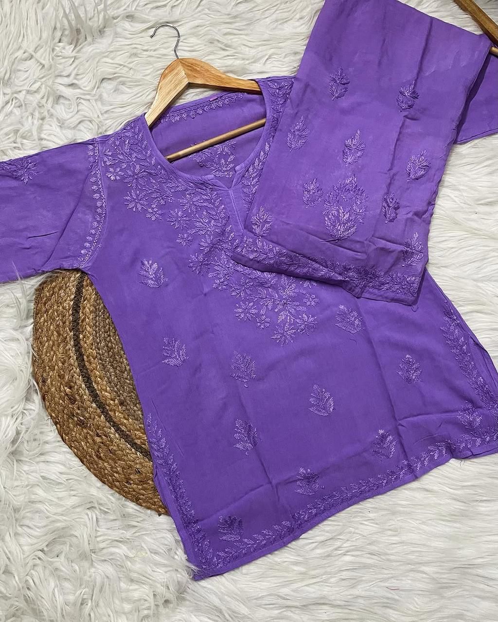 Rayon Soft Chikankari Dyed Co-ord set