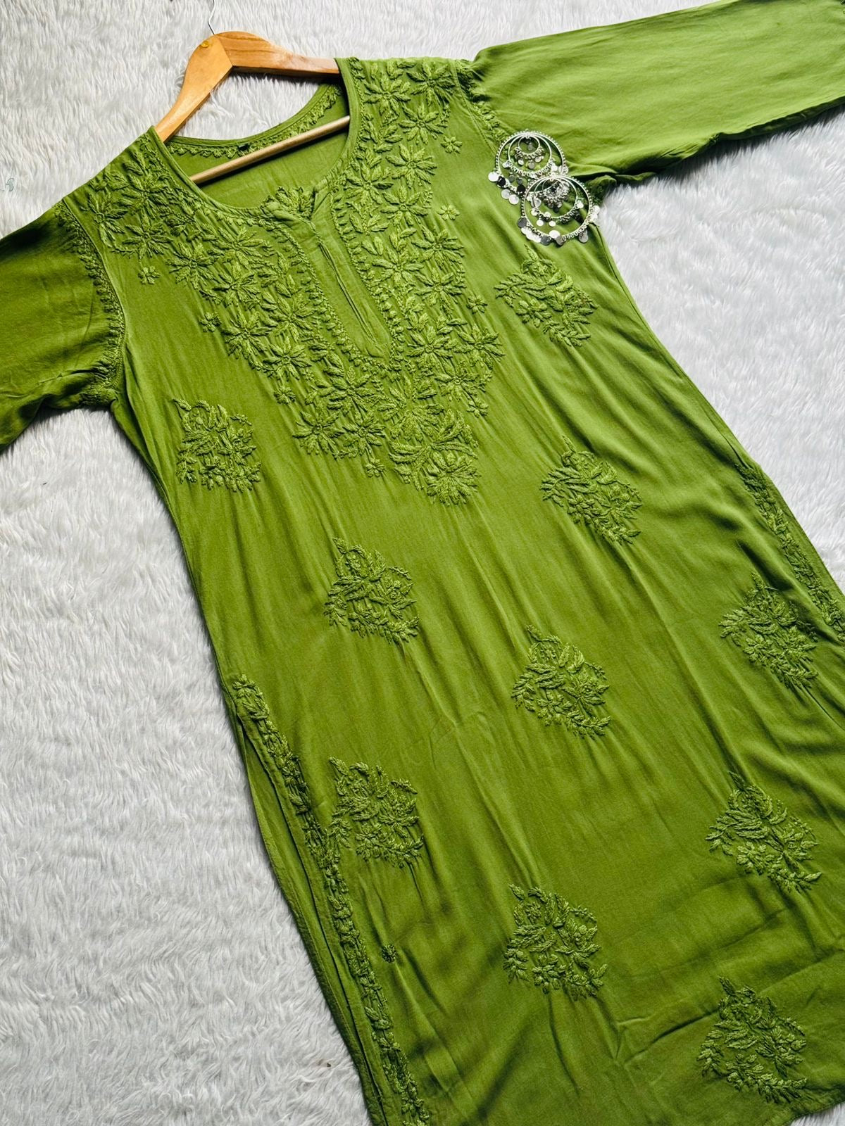 beautiful rose boota rayon kurti