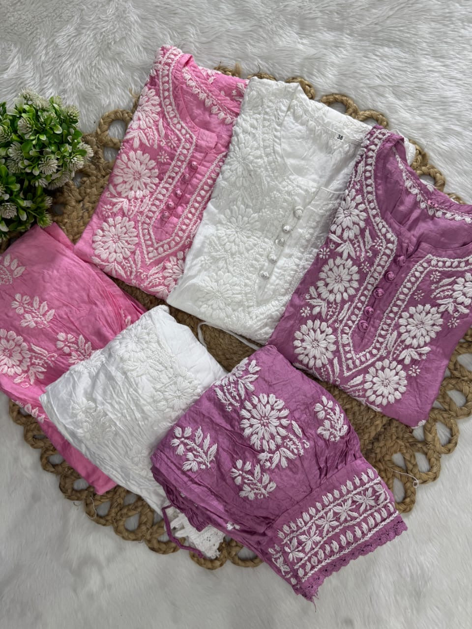 Chanderi Afghani Border Side less Set