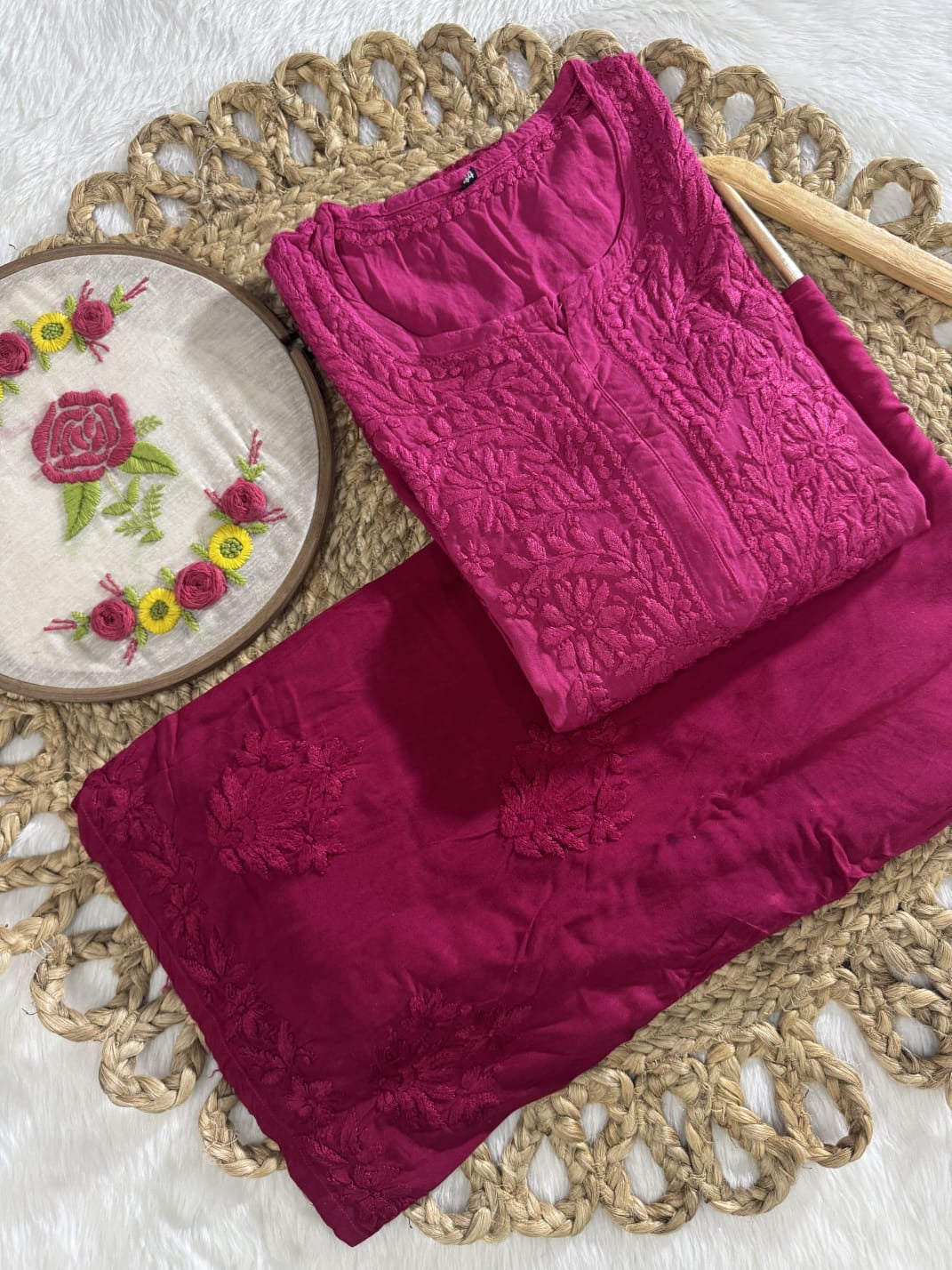 Beautiful dual shade Reyon kurti with palazzo