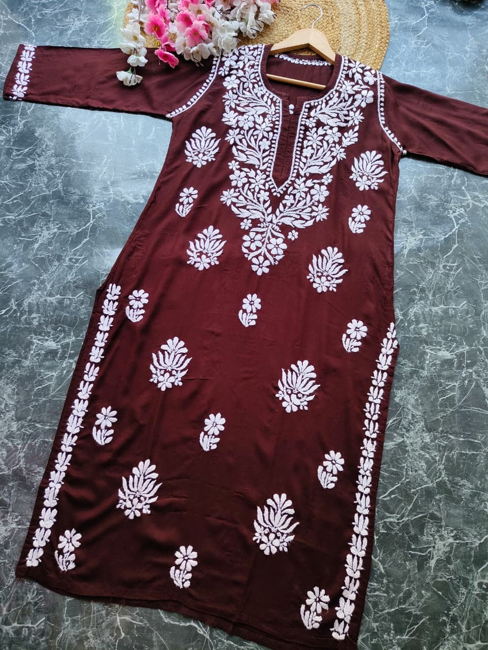 Soft Rayon Long Handwork Kurtis