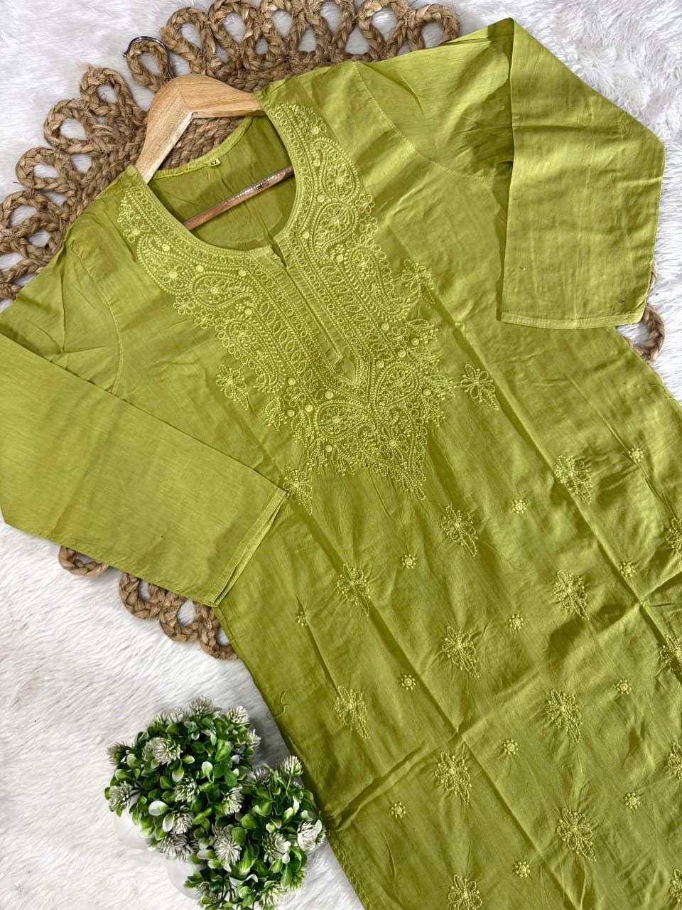 Soft Dual Machine work Shaded Kurti Set