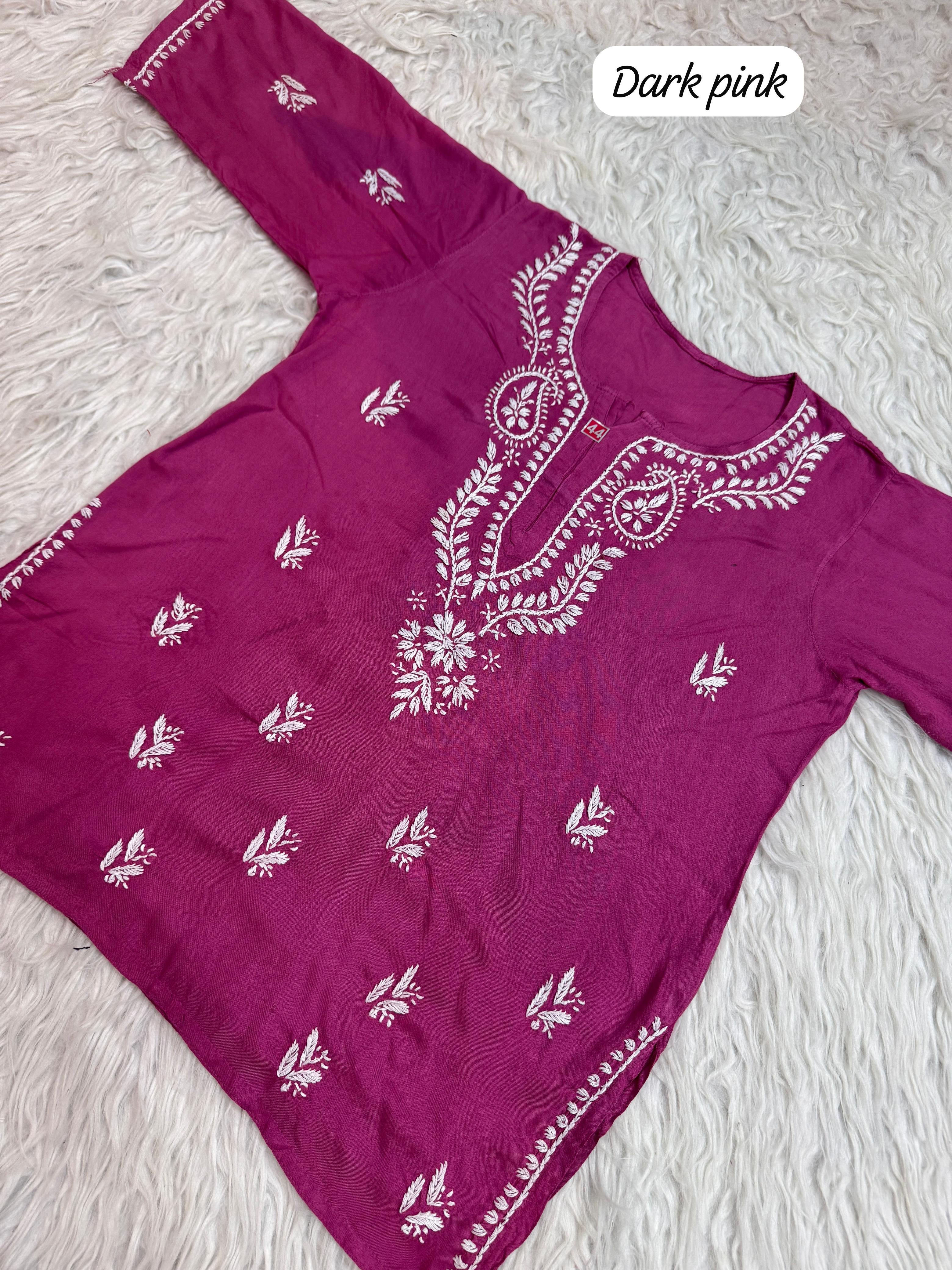 Rich Handworked Gala Buti Soft Short Top