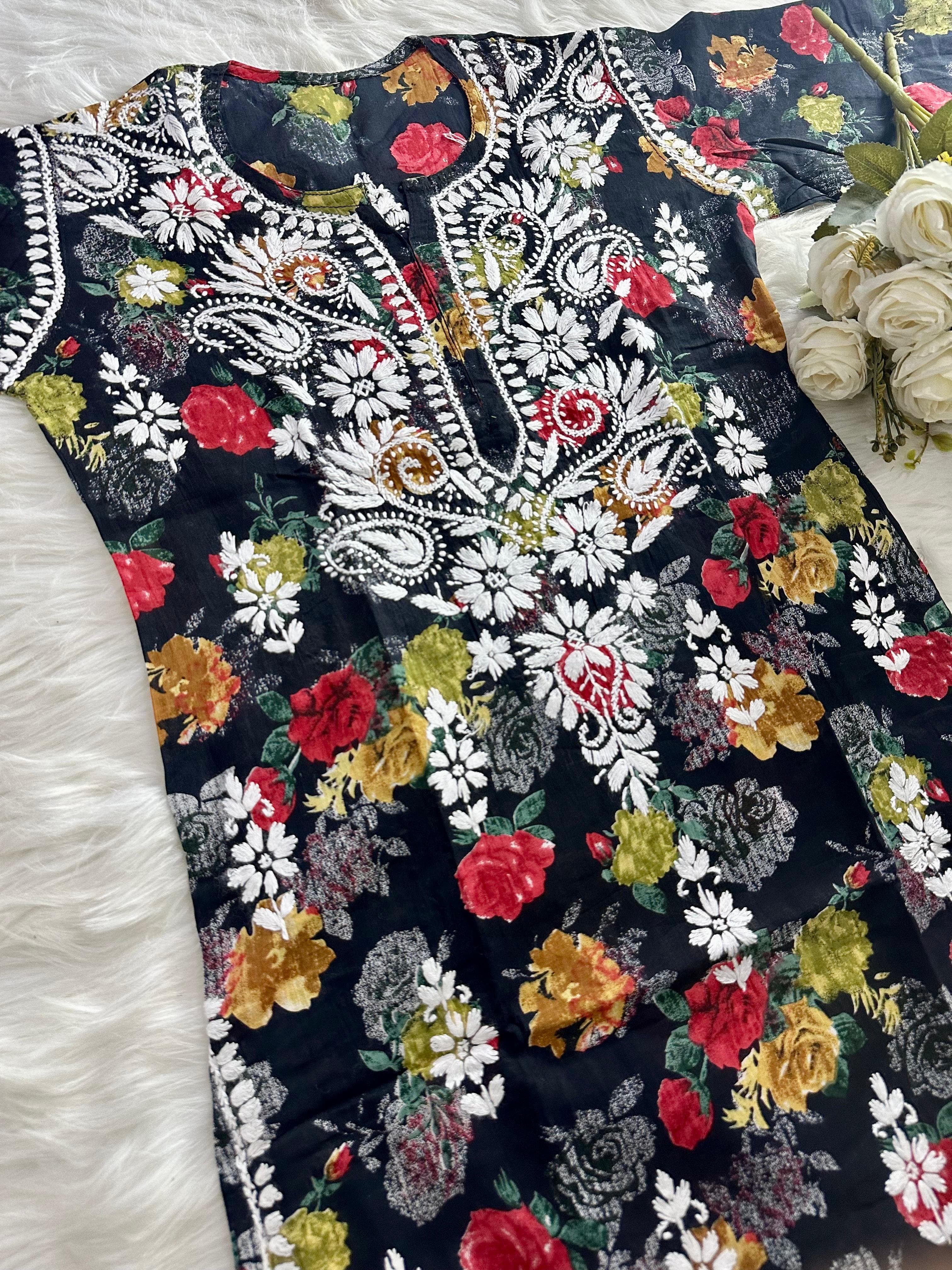 lightweight breathable mul printed long Kurtis