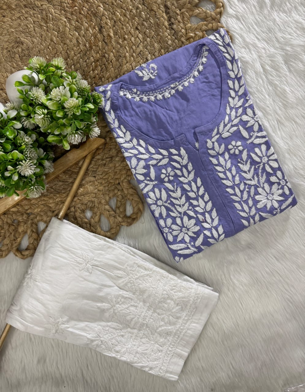 Rayon Long Chikan Kurtas