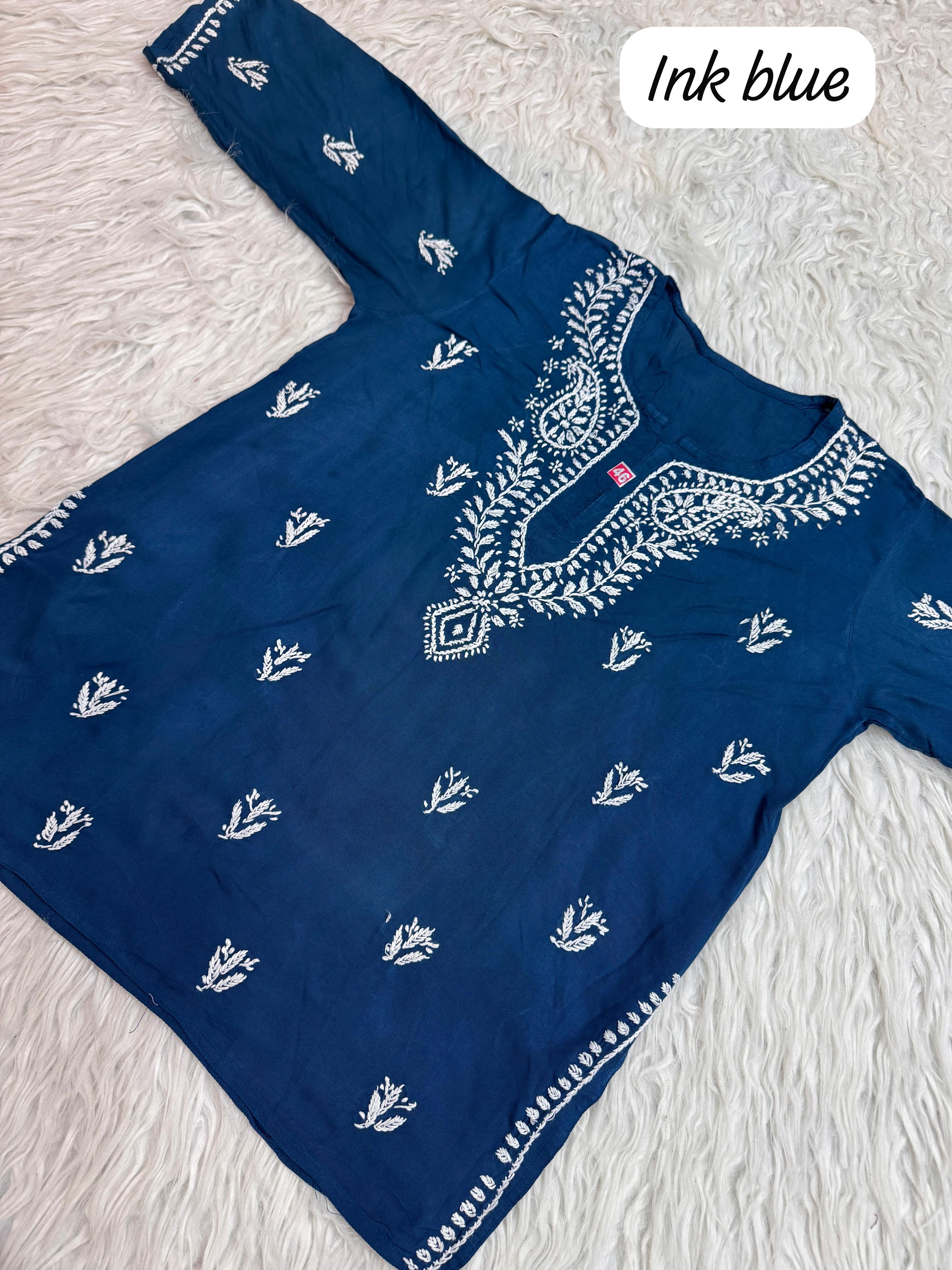 Rich Handworked Gala Buti Soft Short Top