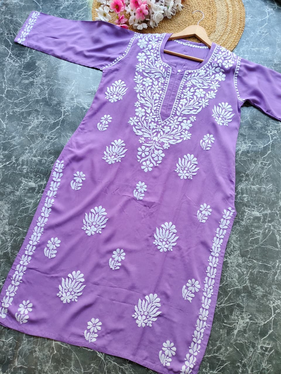 Soft Rayon Long Handwork Kurtis
