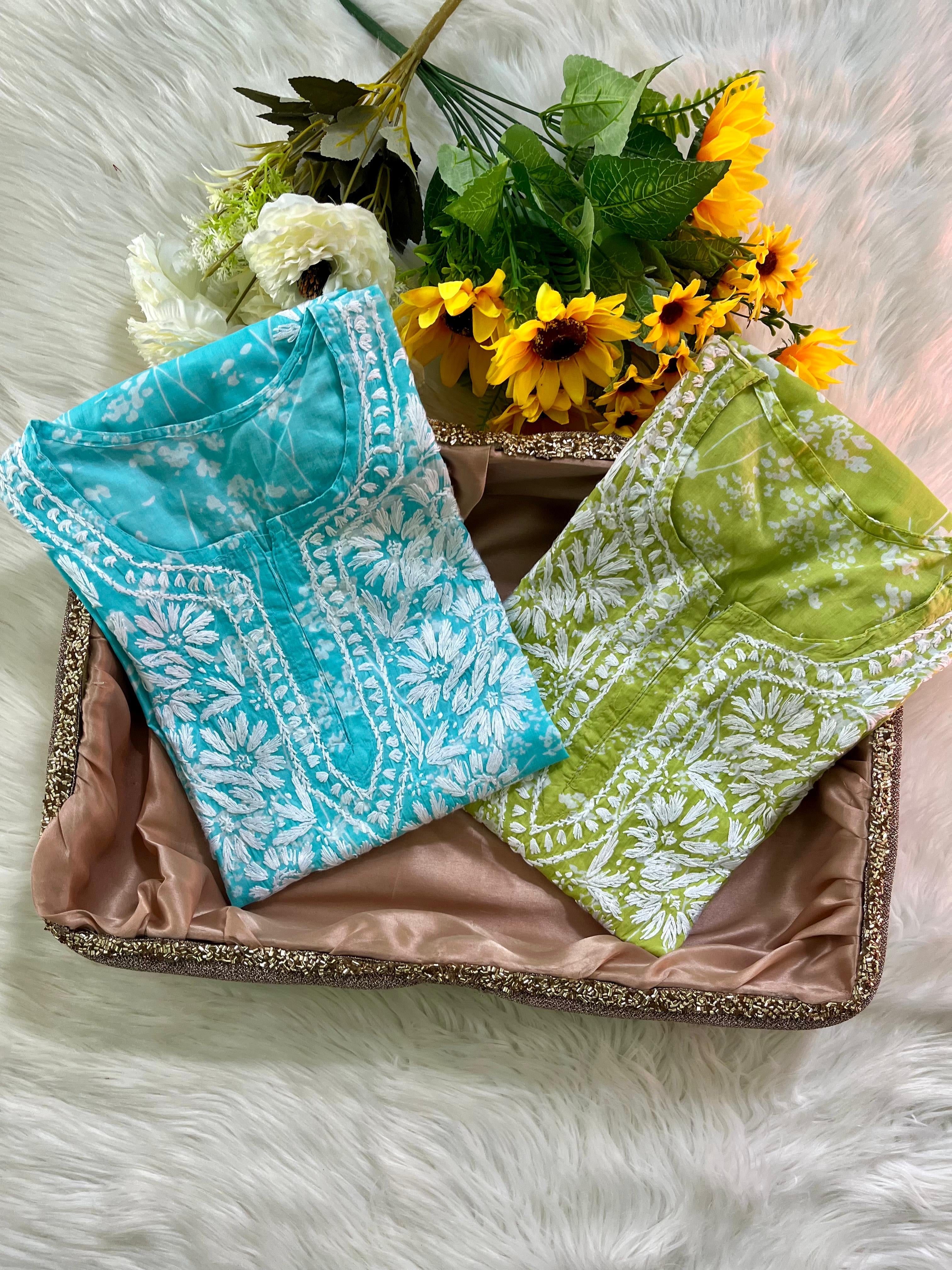 Buy 1 Get 1 Free Zainab Lightweight Mul Chikankari floral print kurtis