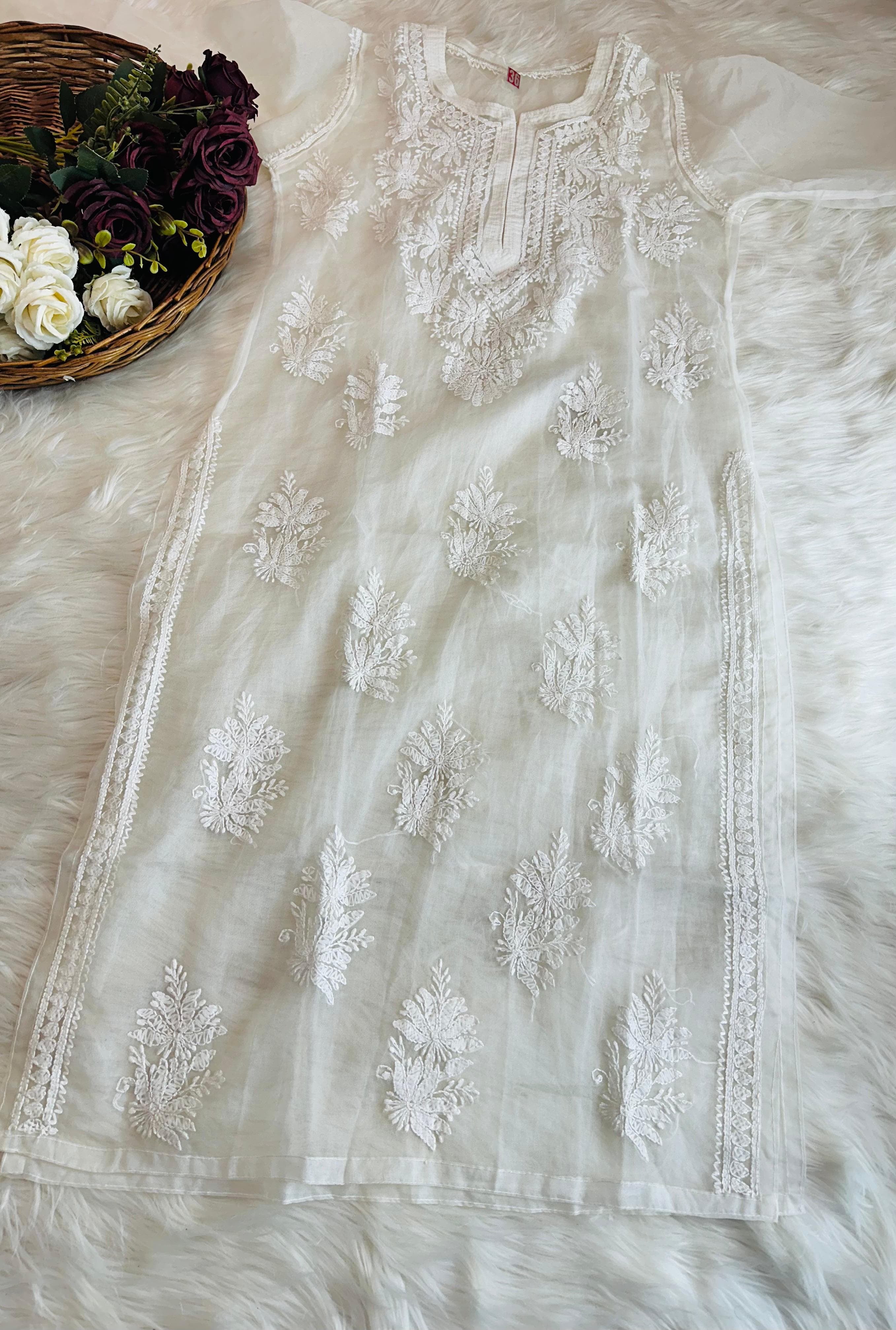 Organza Dyes Kurta Handcrafted With inner