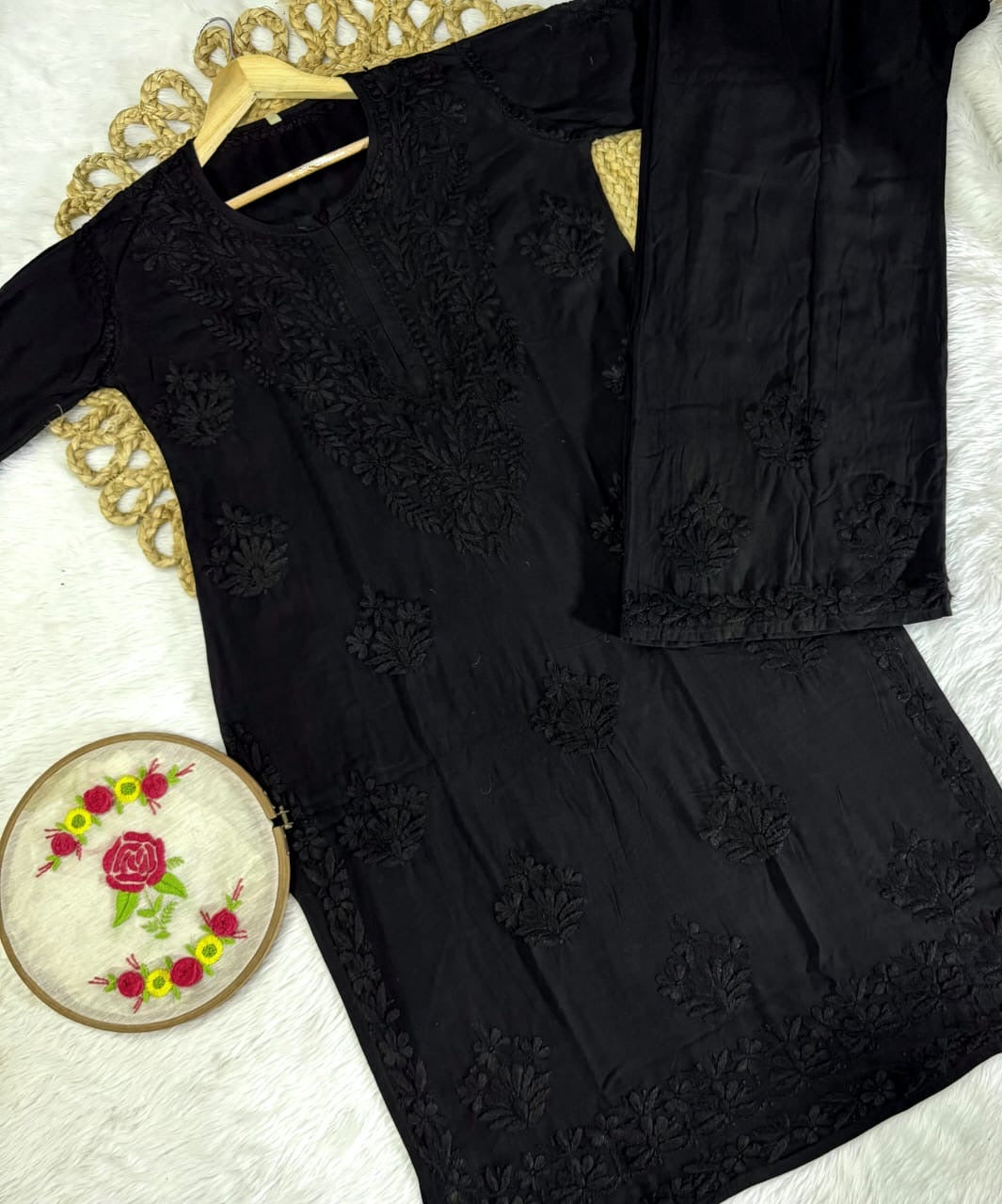 Rangrez Luxury Feel Rayon Kurta and Free size plazzo