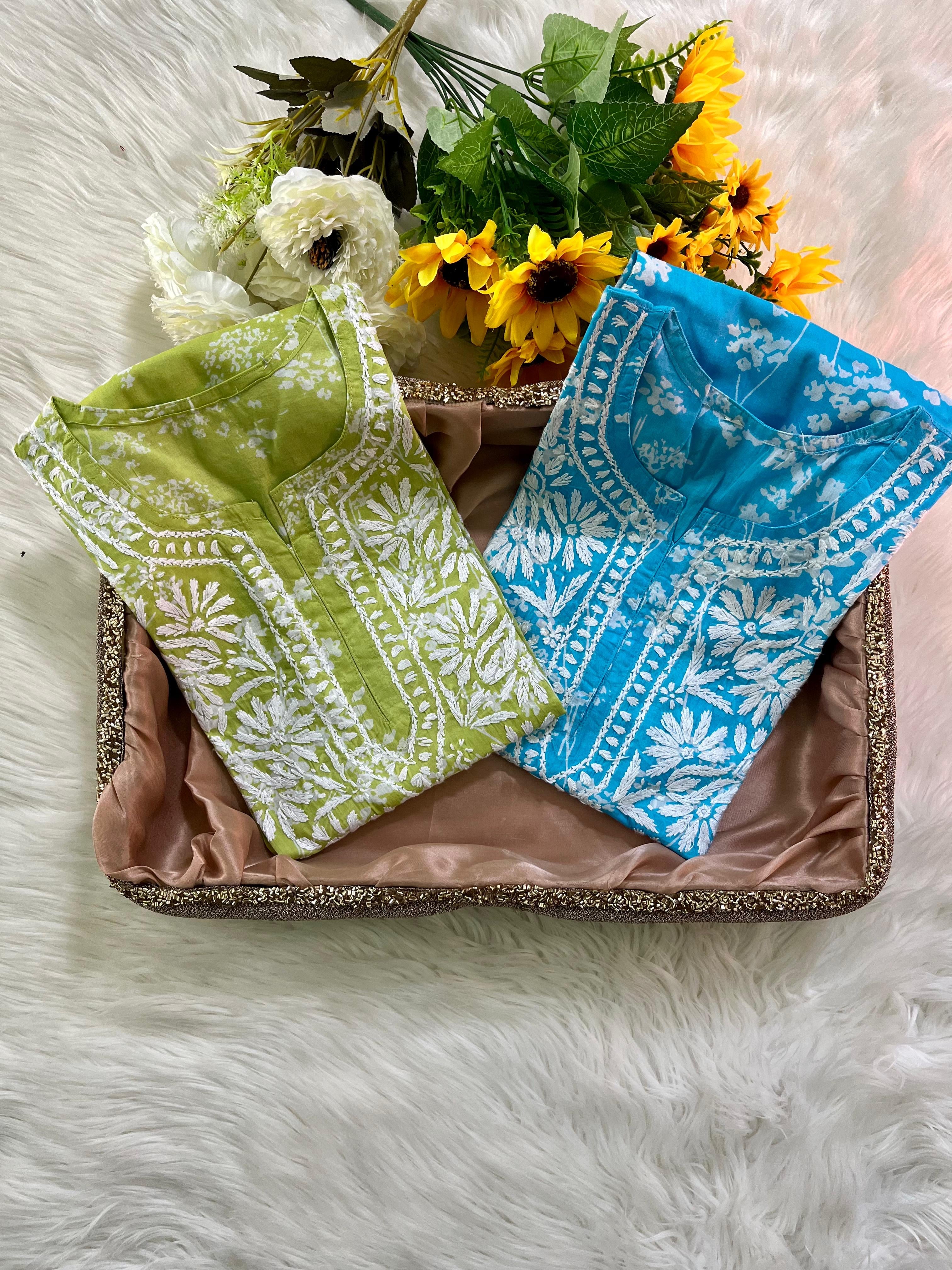 Buy 1 Get 1 Free Zainab Lightweight Mul Chikankari floral print kurtis