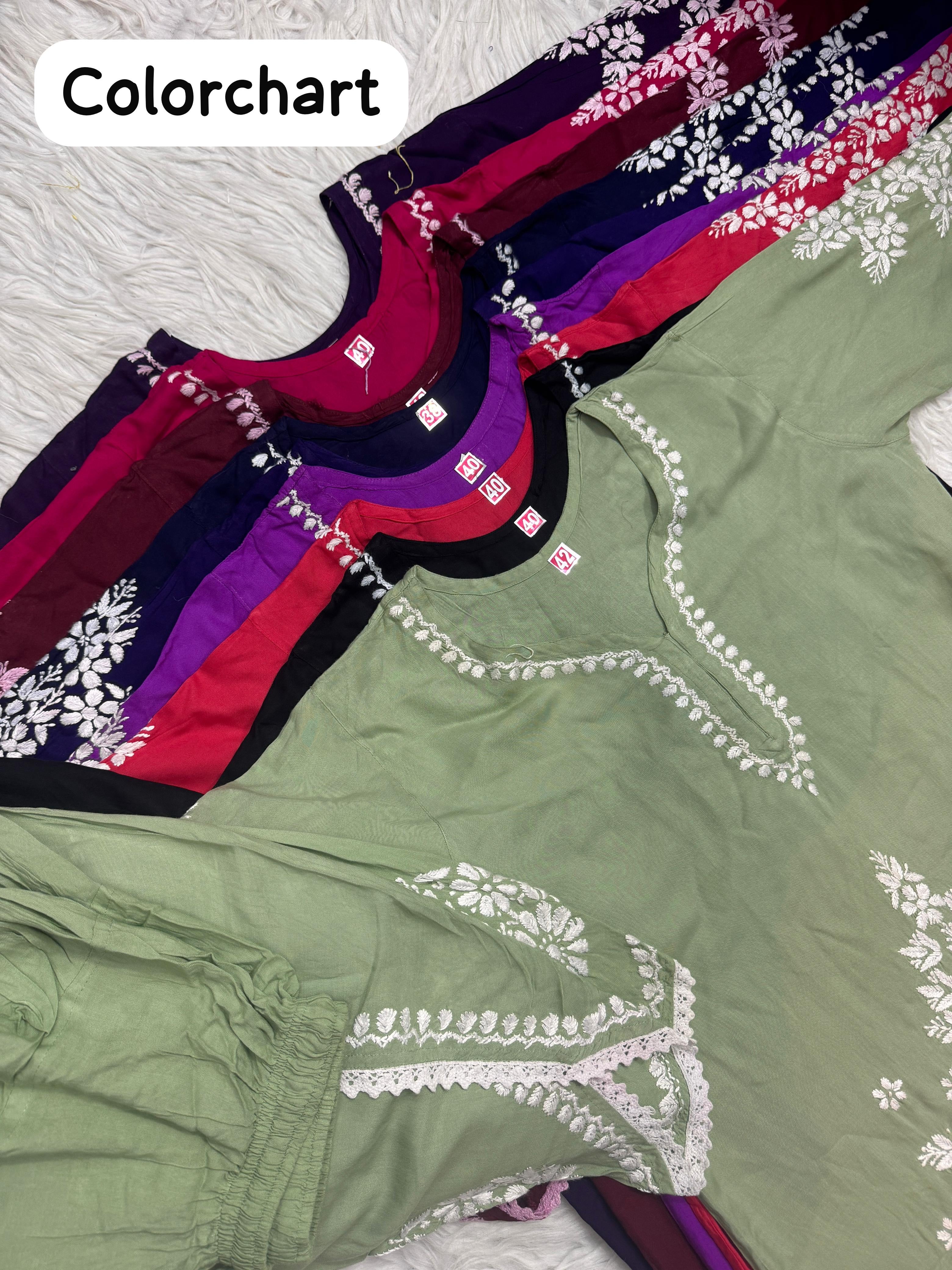 Afghani Pant with kurti Front Daman heavy modal thread work