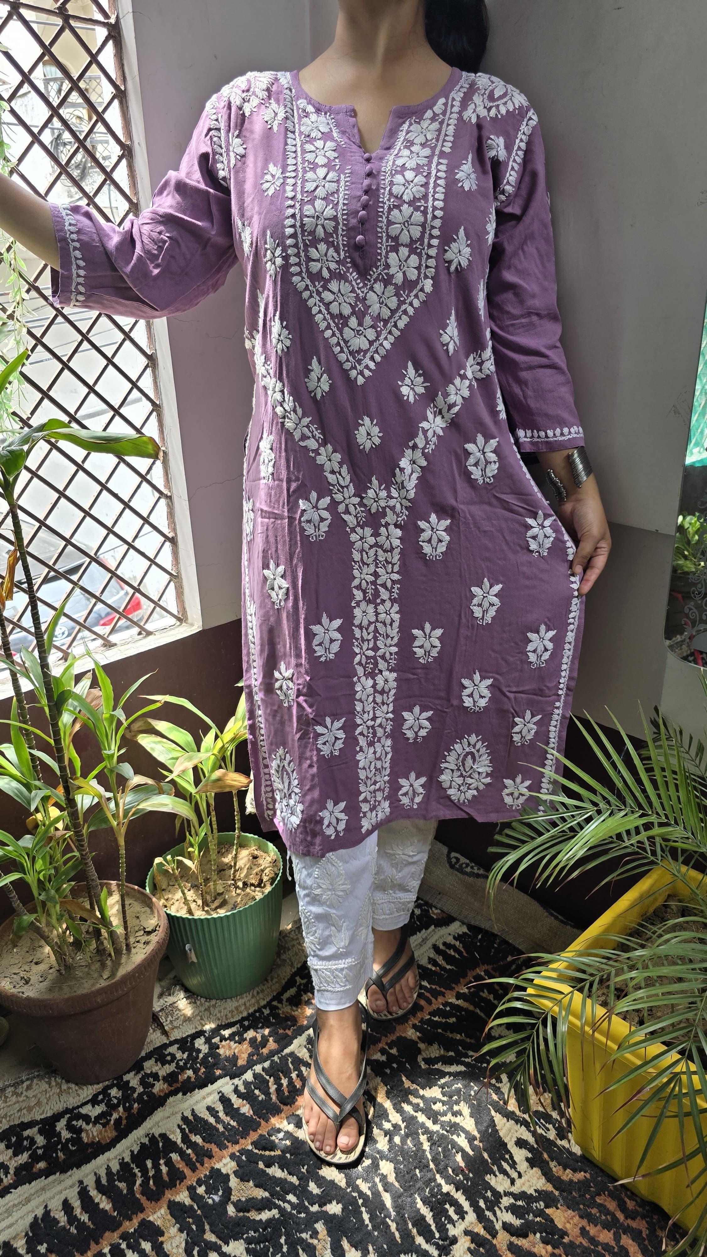 Rayon Hand heavy Work Kurti With pant