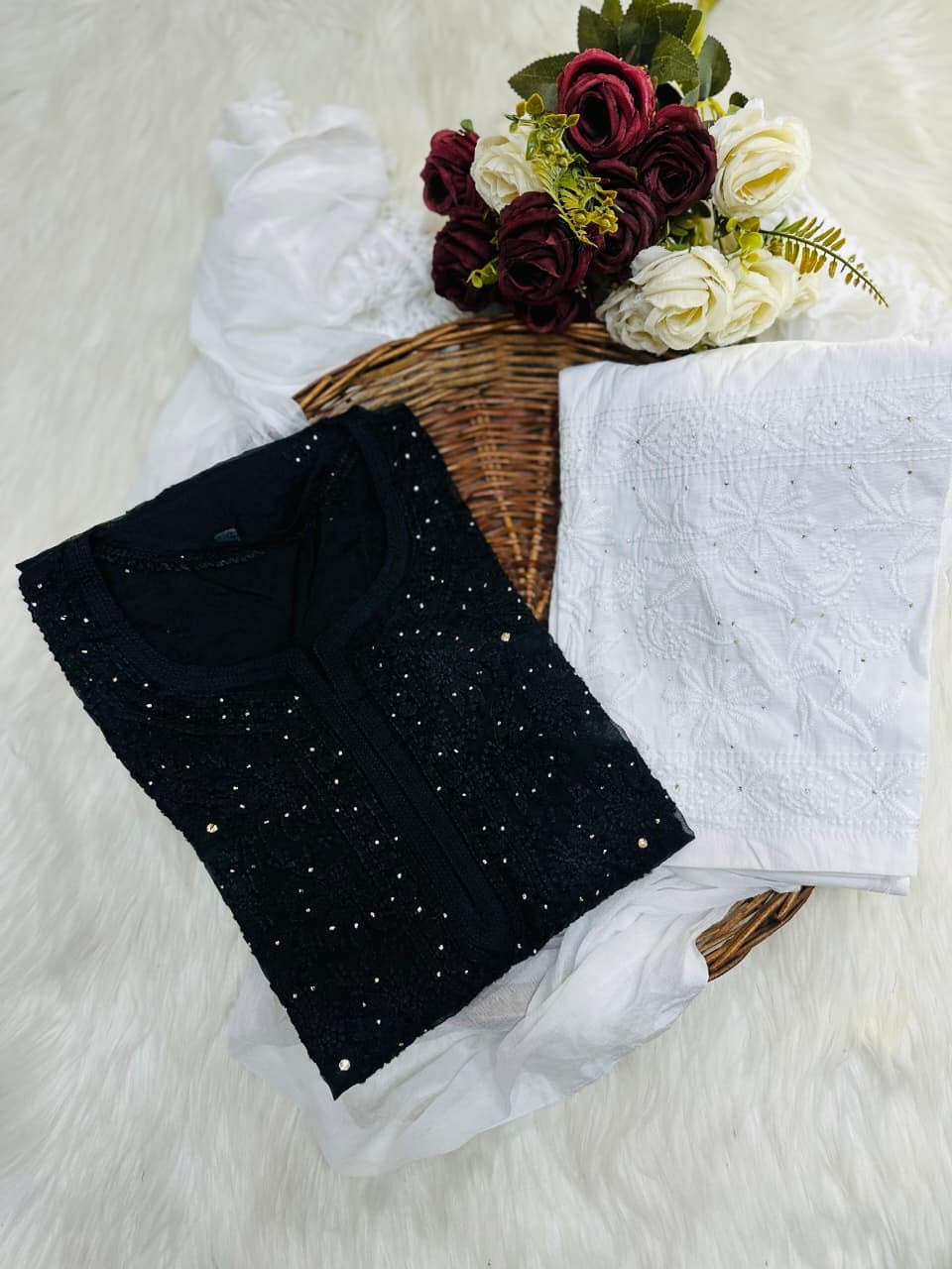 Organza 3pc Muqaish Luxury Handmade Set