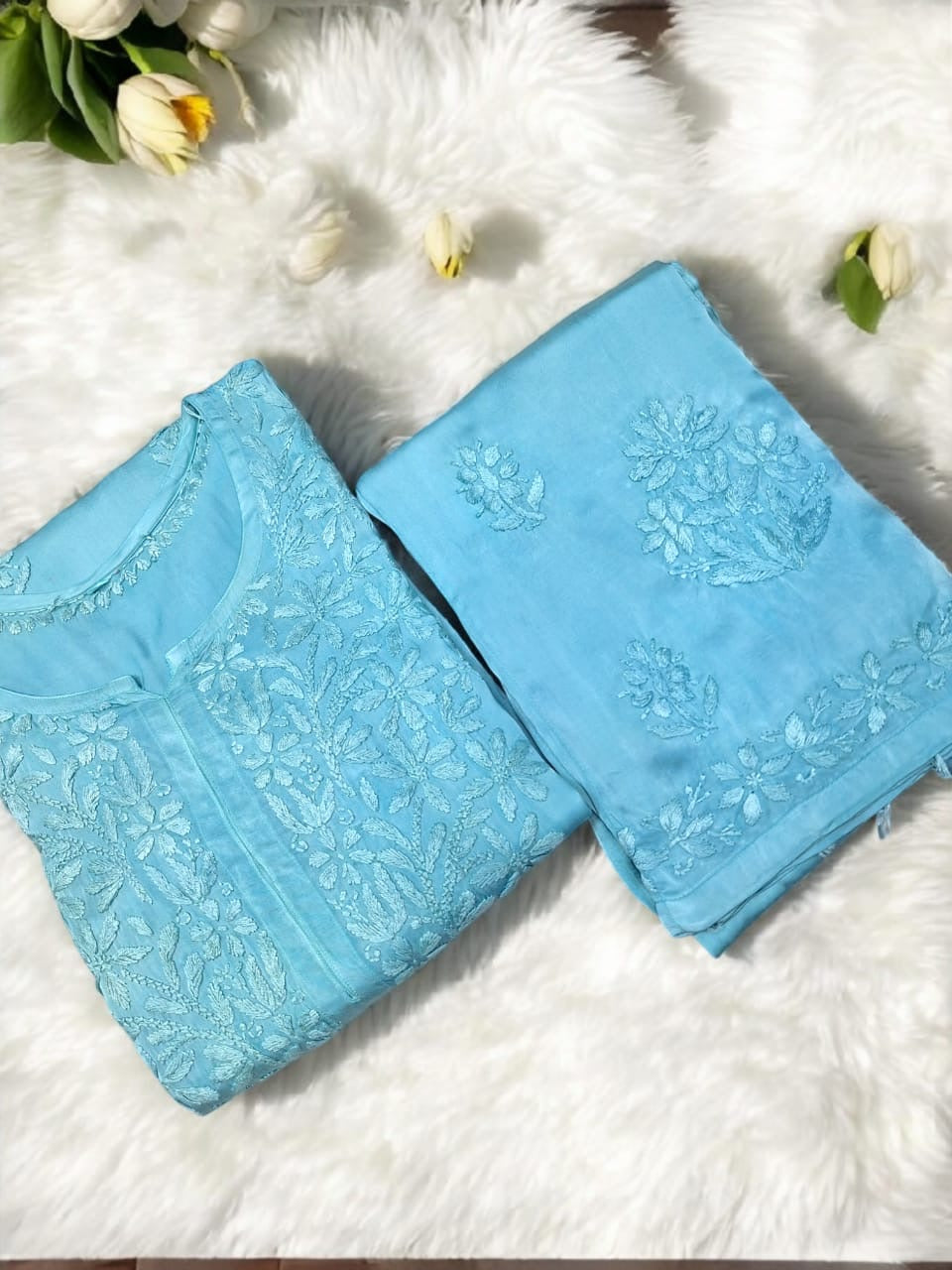 Modal Satin Super Soft Heavywork Co-ord Set