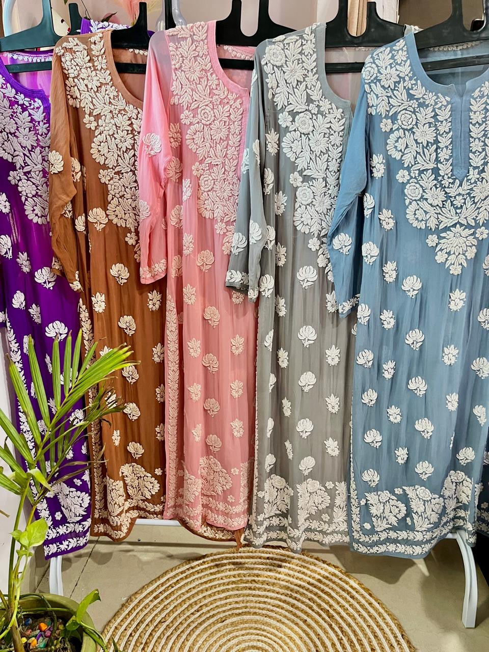 Viscose 3d Work Detailed Worked Kurta Only