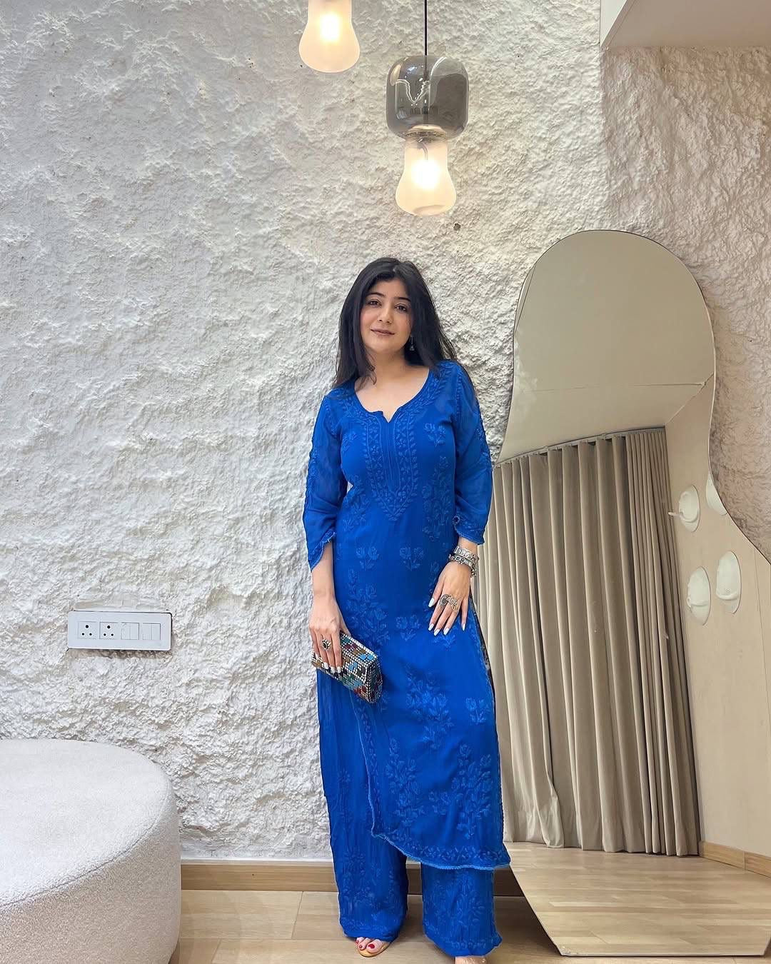 Zara Navy Blue Soft Georgette 2pc Set