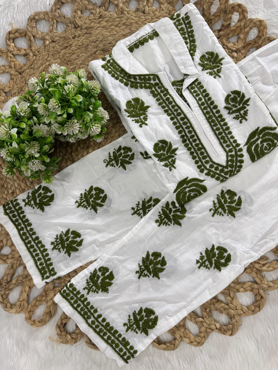 Mul Cotton Co-ord Set Short Kurta Pant