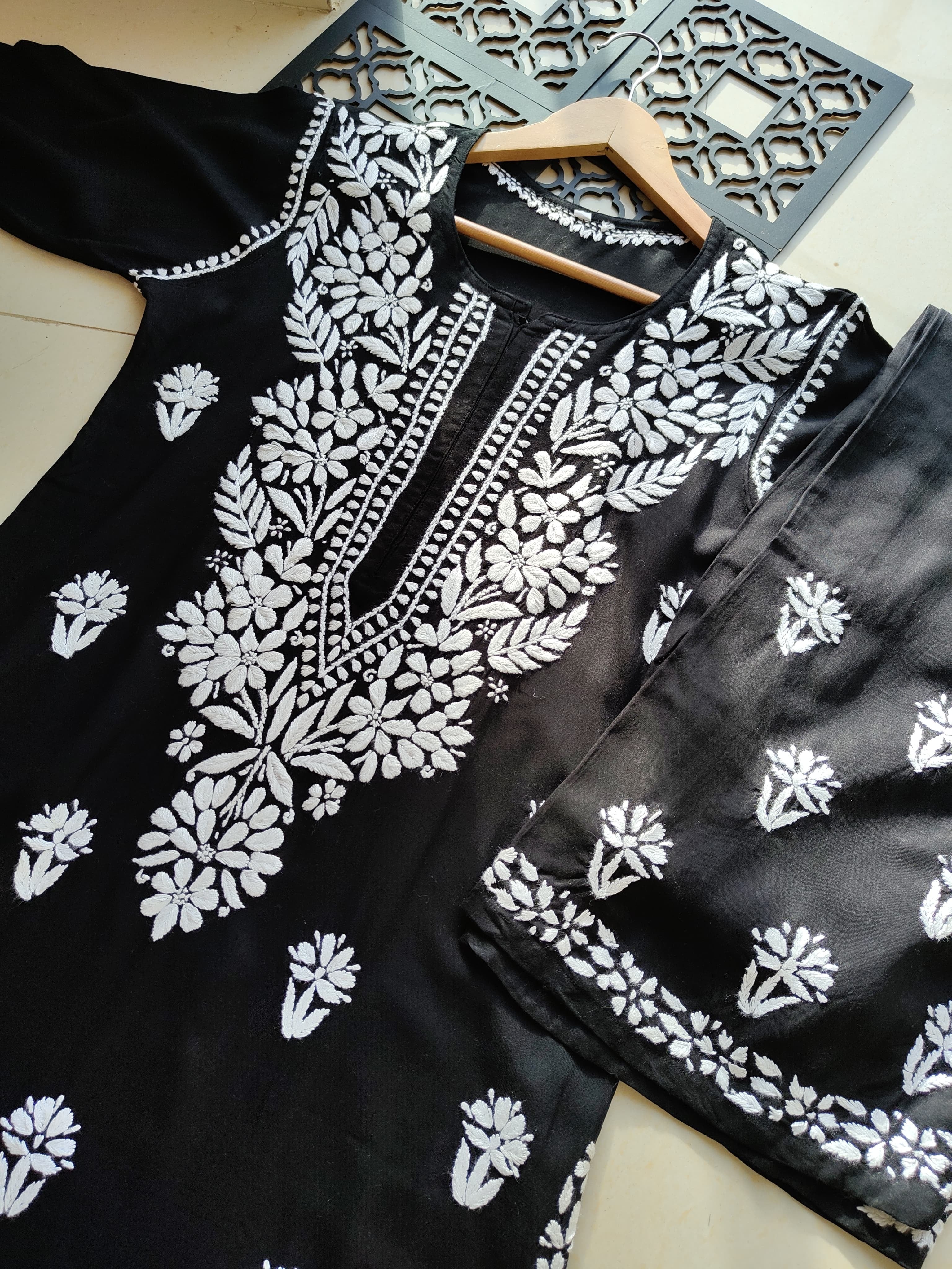 Rayon Flowers Embroidery Kurta and Plazzo