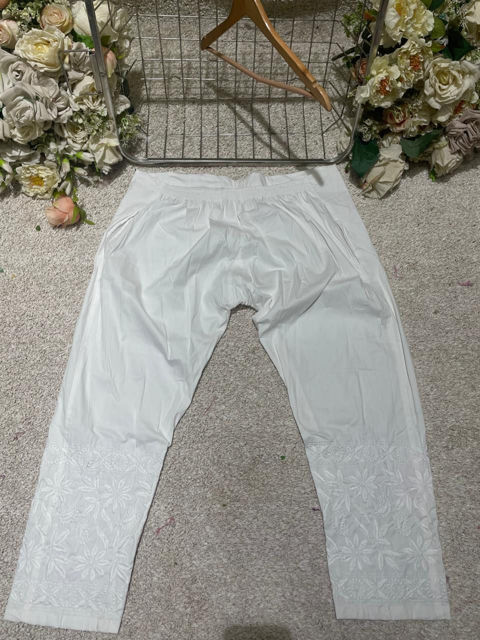 Upto 50 waist Hand embroidery Free Size Pant