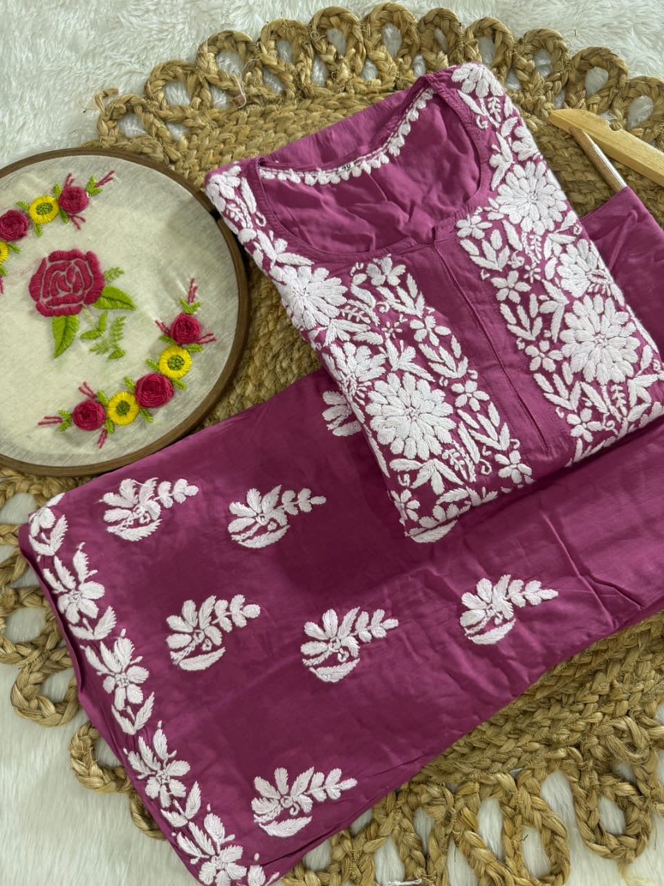 Modal Cotton Plazzo combo Fine rich Embroidery