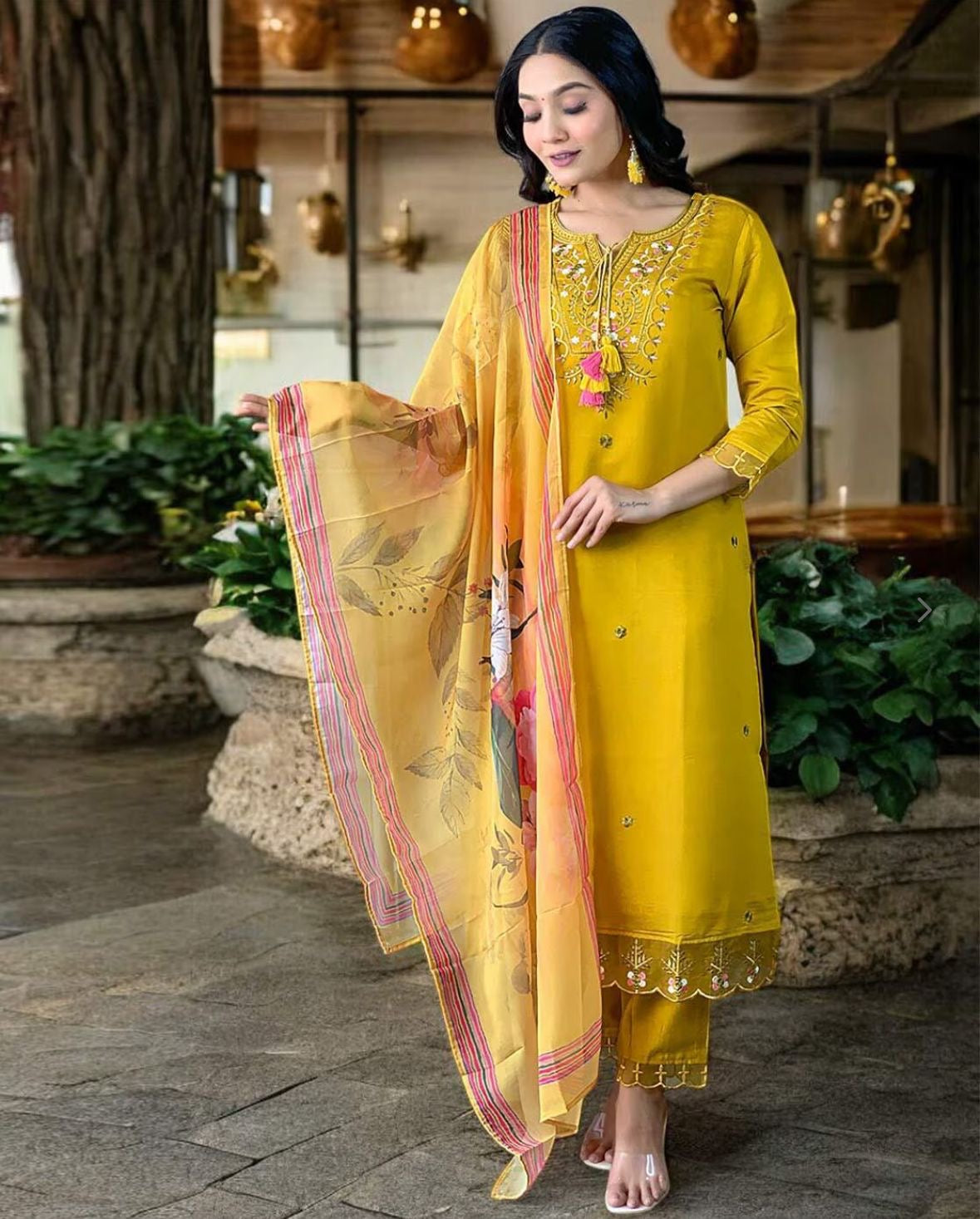Haldi Special Fancy Top and Bottom & Dupatta