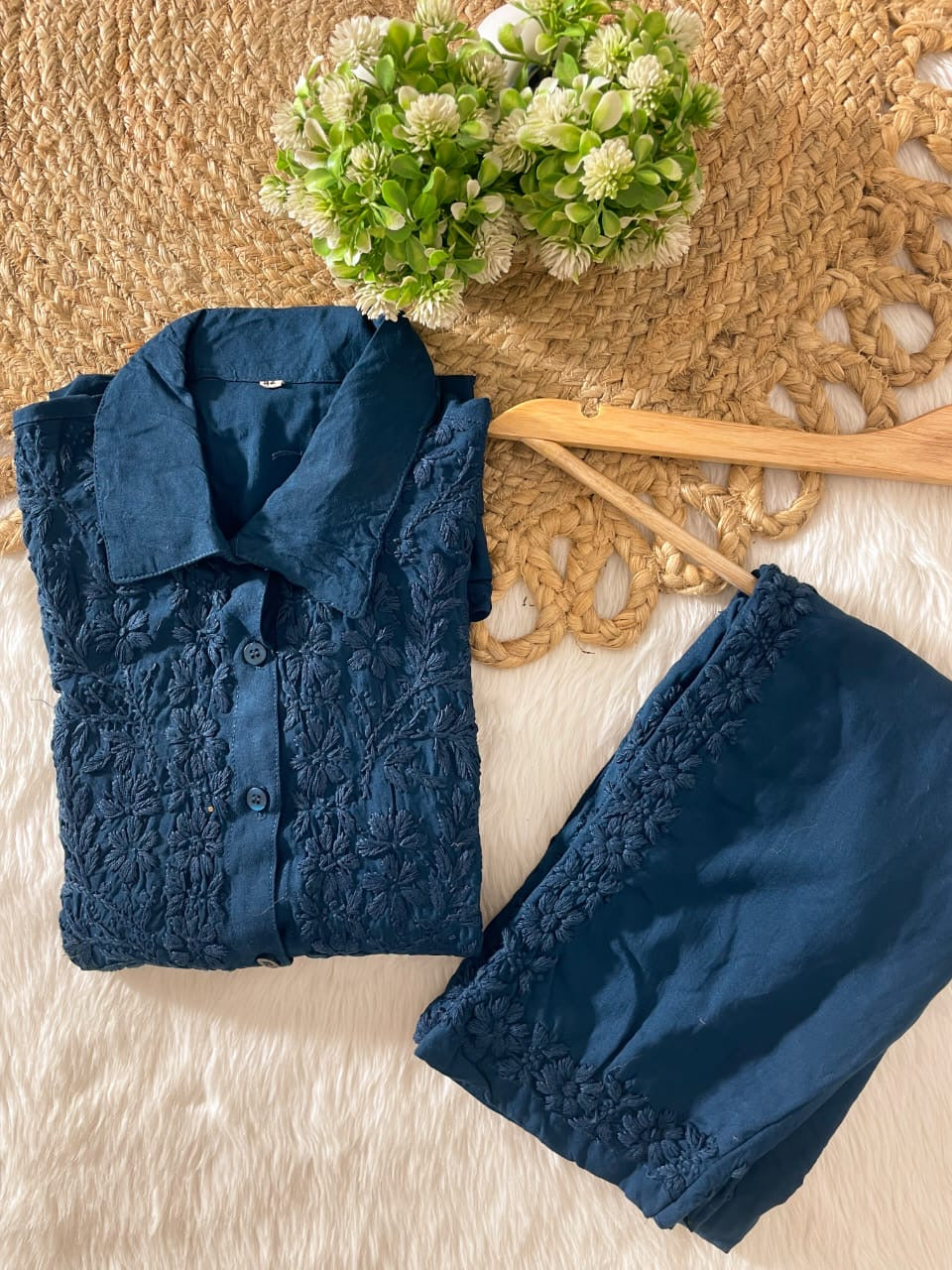 Tone To Tone Rayon Co-ord Shirt With Pant