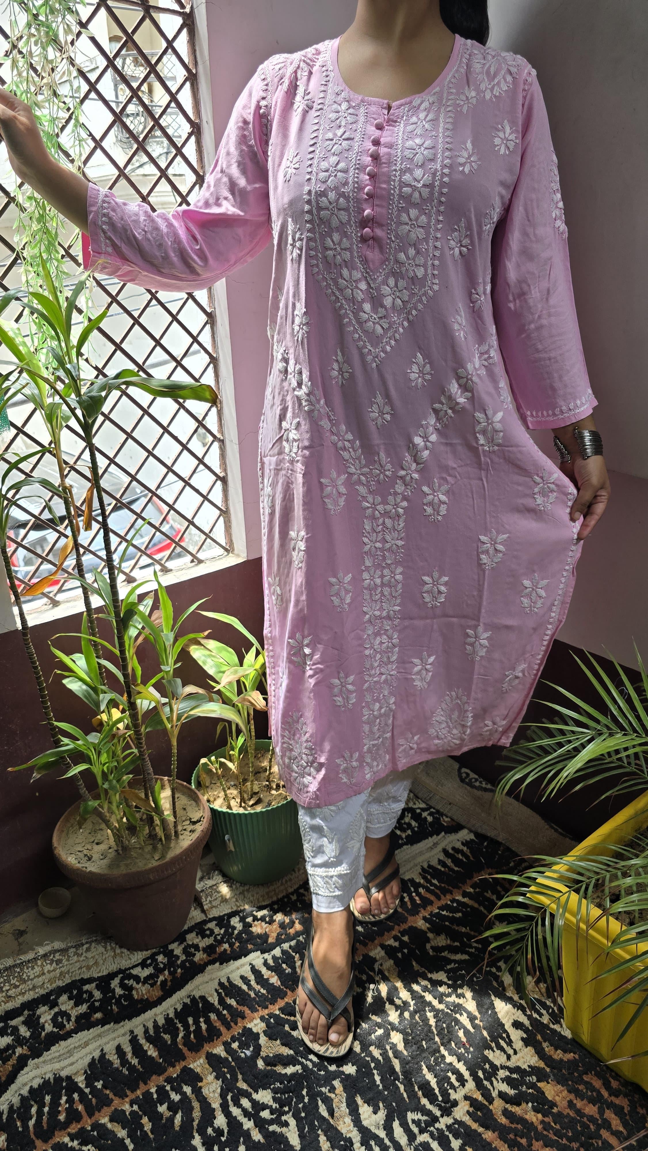 Rayon Hand heavy Work Kurti With pant