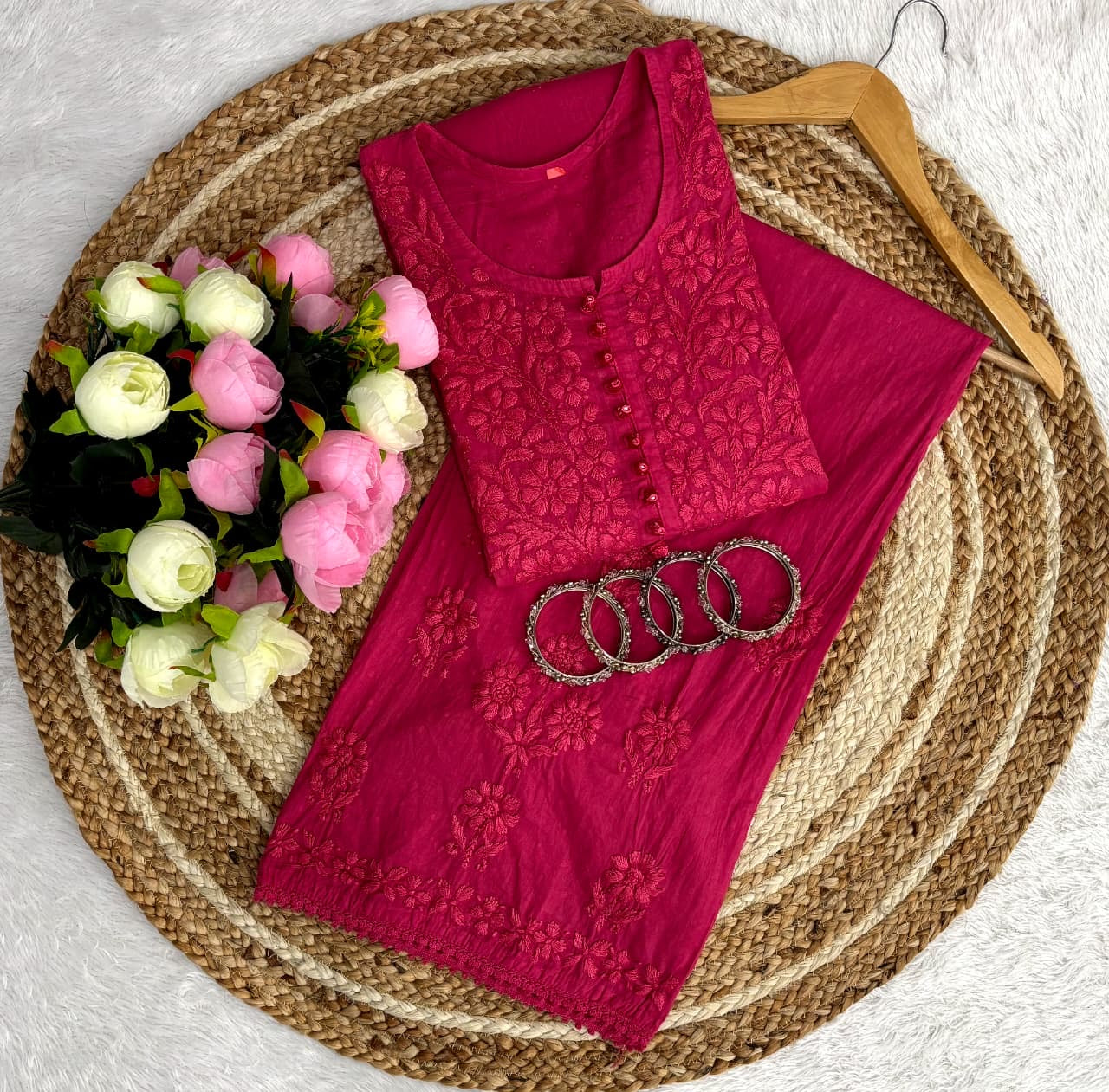 Lace Design Ghaspatti 3d worked chikankari