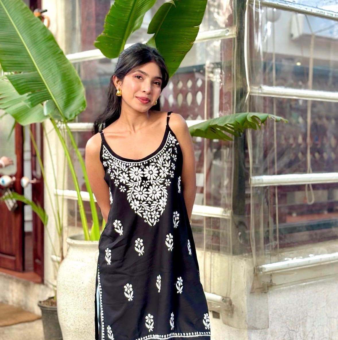 Daily Wear Comfort chikankari Noodle Strap Kurti