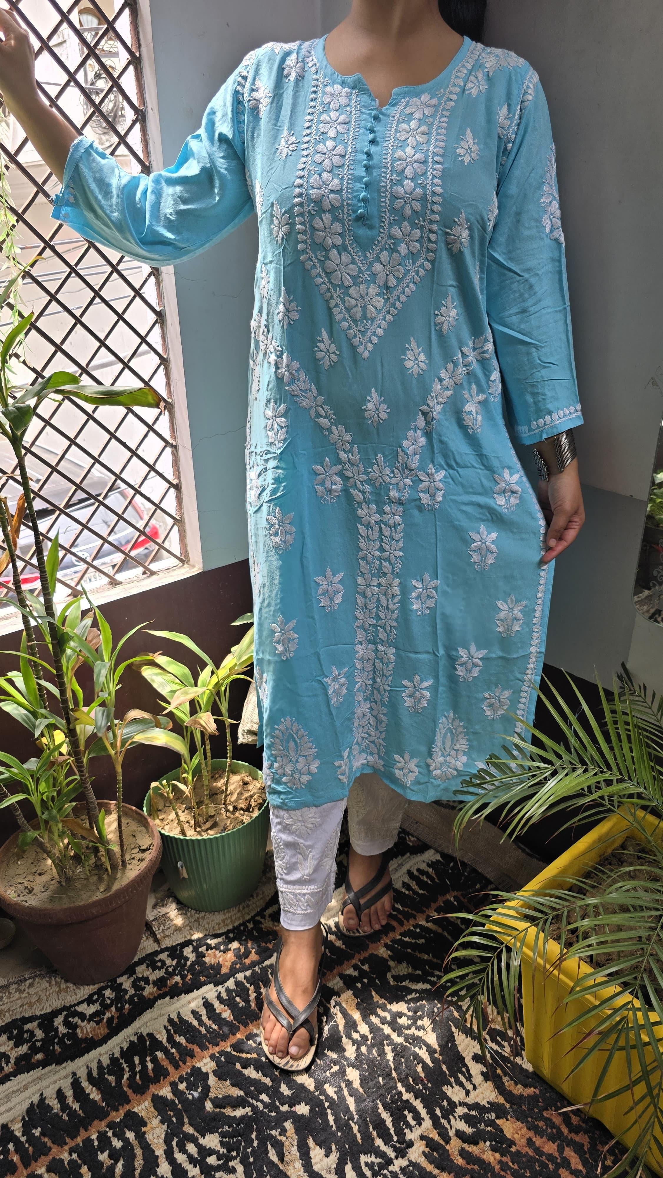 Rayon Hand heavy Work Kurti With pant