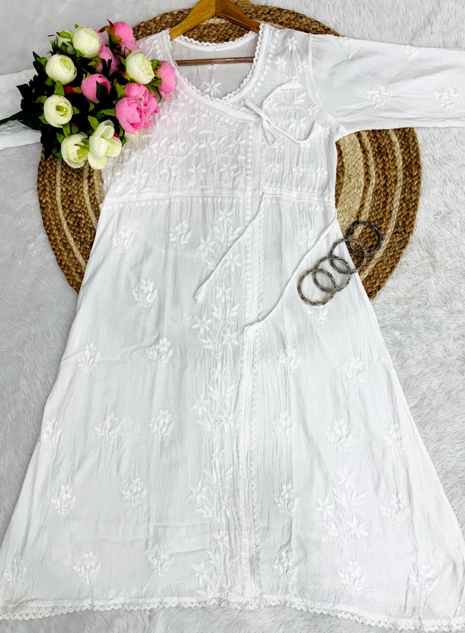 Ghas patti Hand rayon work dot Dori Angrakha