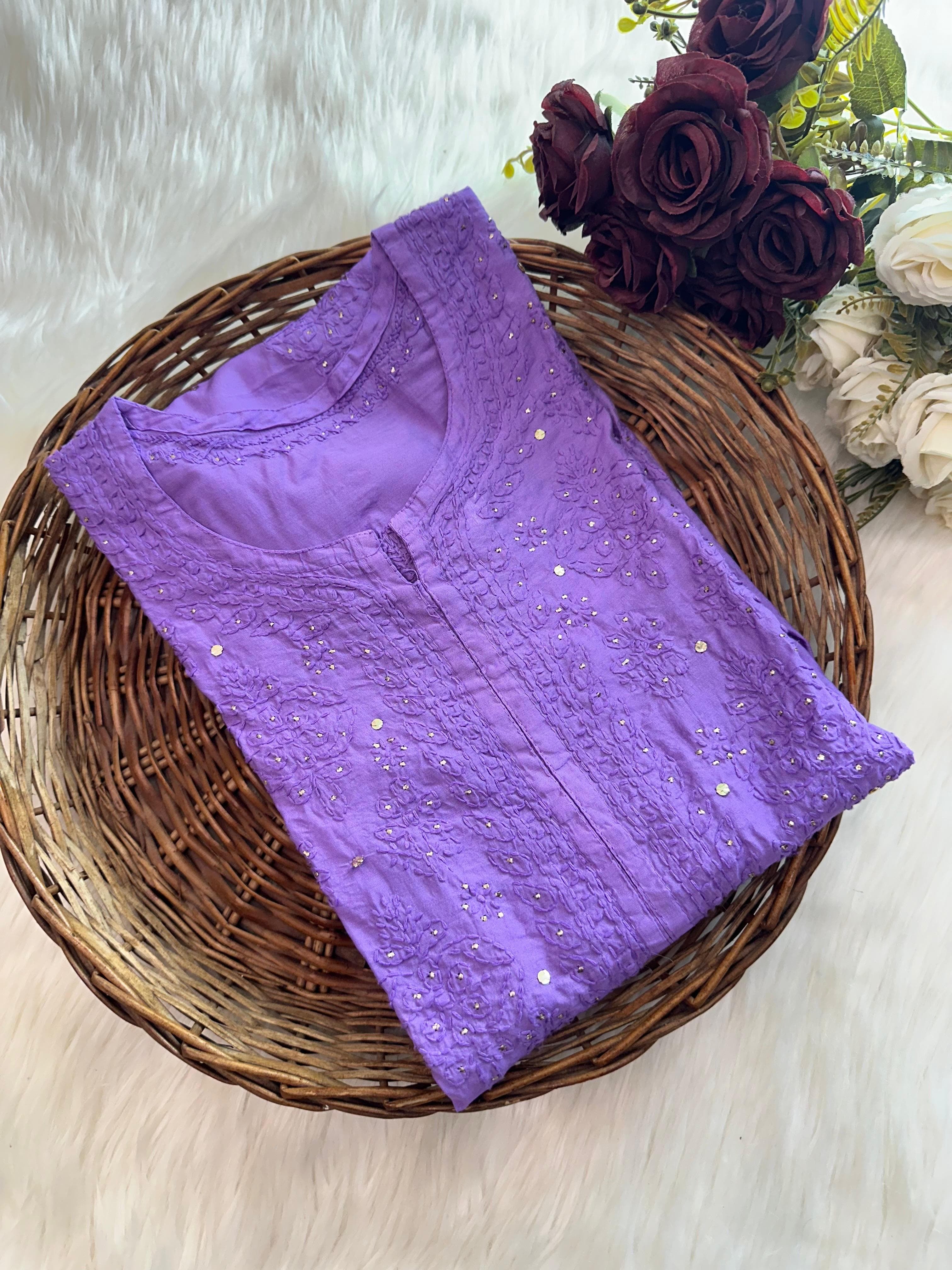 nyra chanderi mukaish kurti with bhakiya phanda work