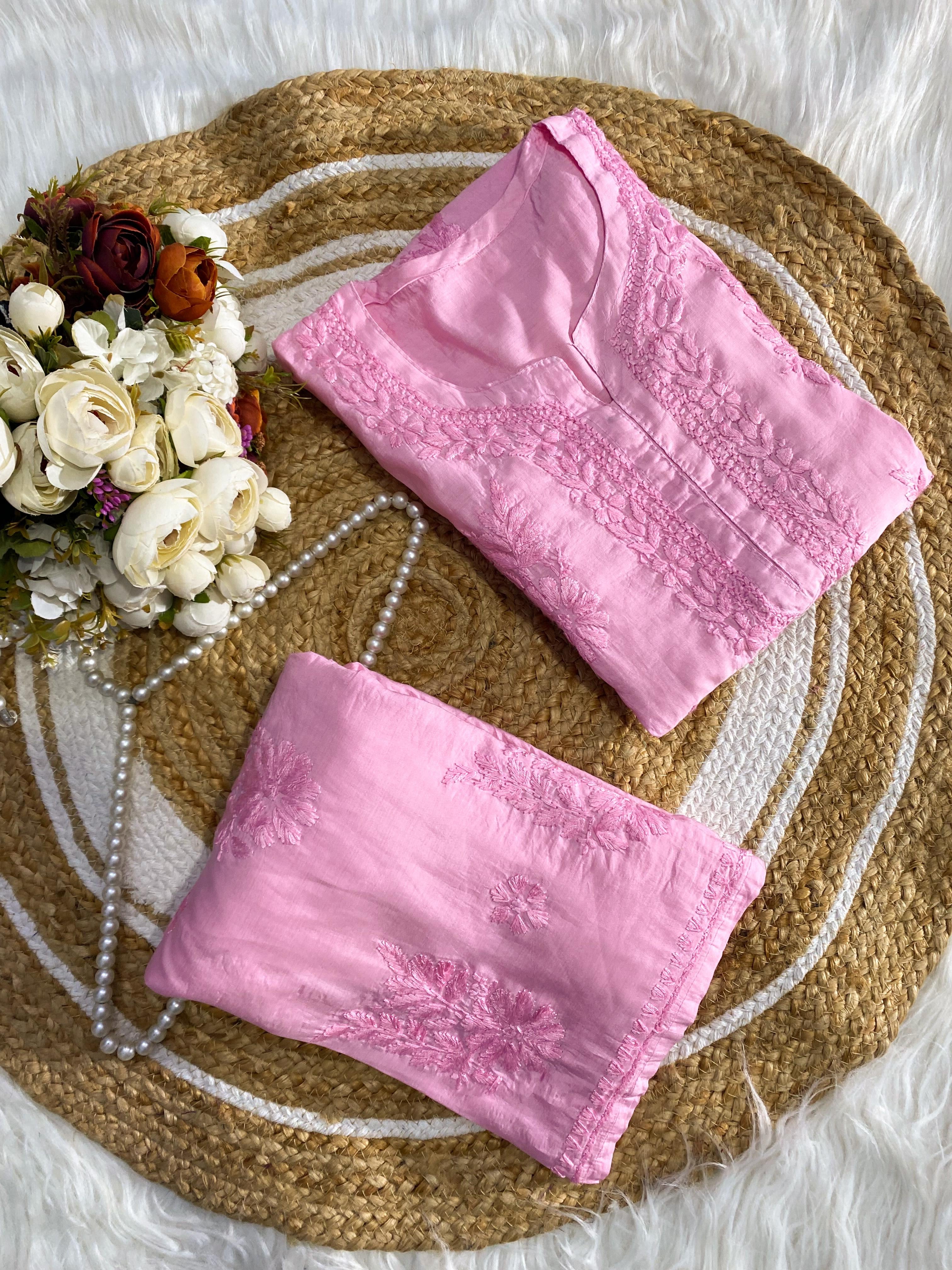 Iddat Premium chikankari Soft pastel shades kurti With Plazzo