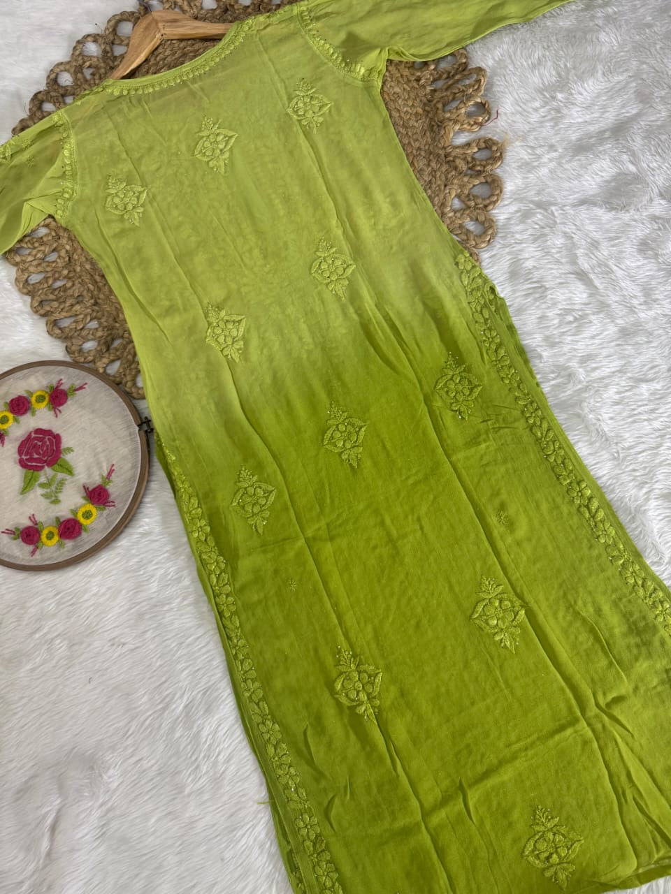 Dual Ombre Viscose Muqaish Handwork Kurta