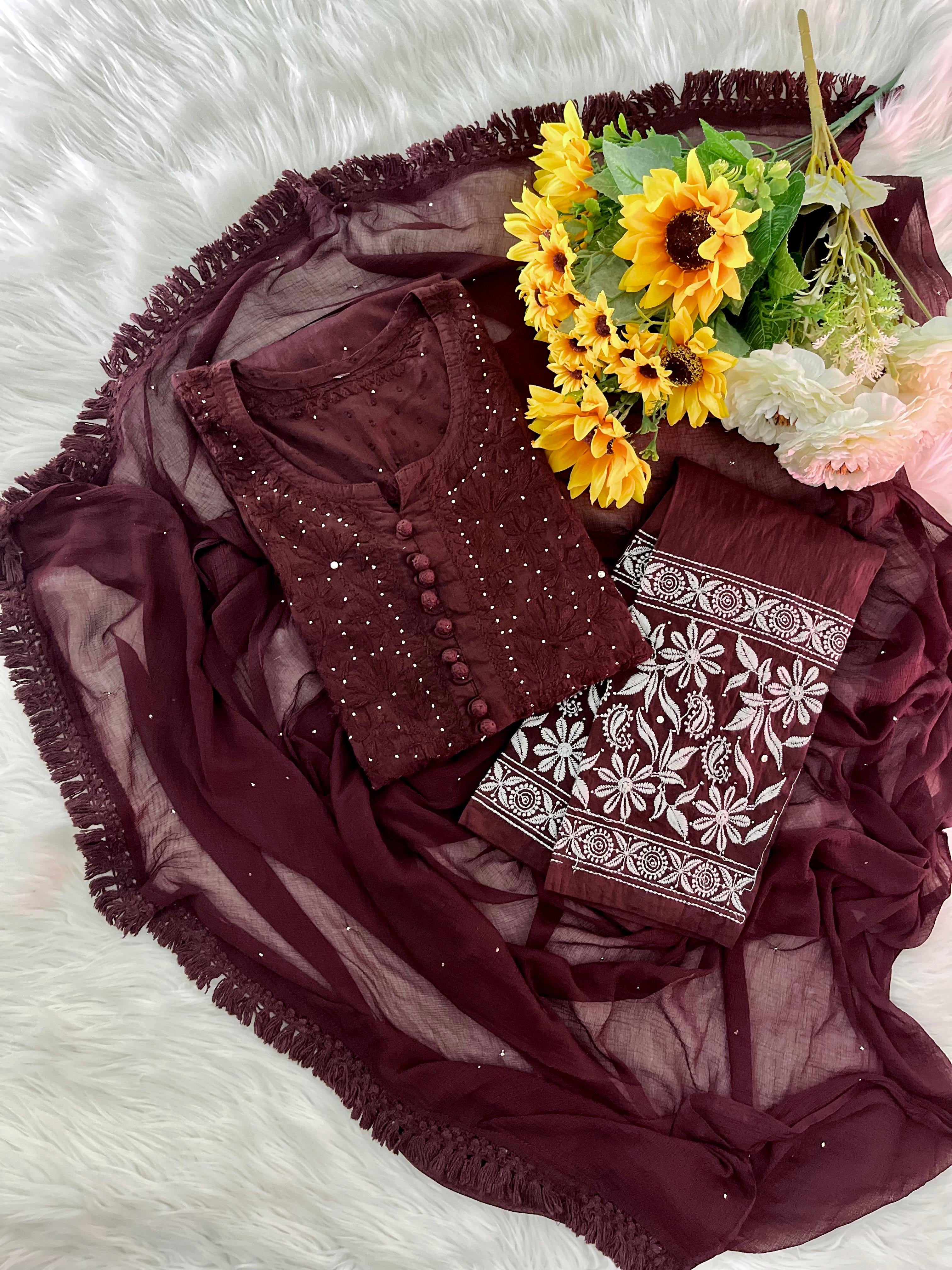 Zoya 3pc Dobby Cotton Muqaish Viral Set