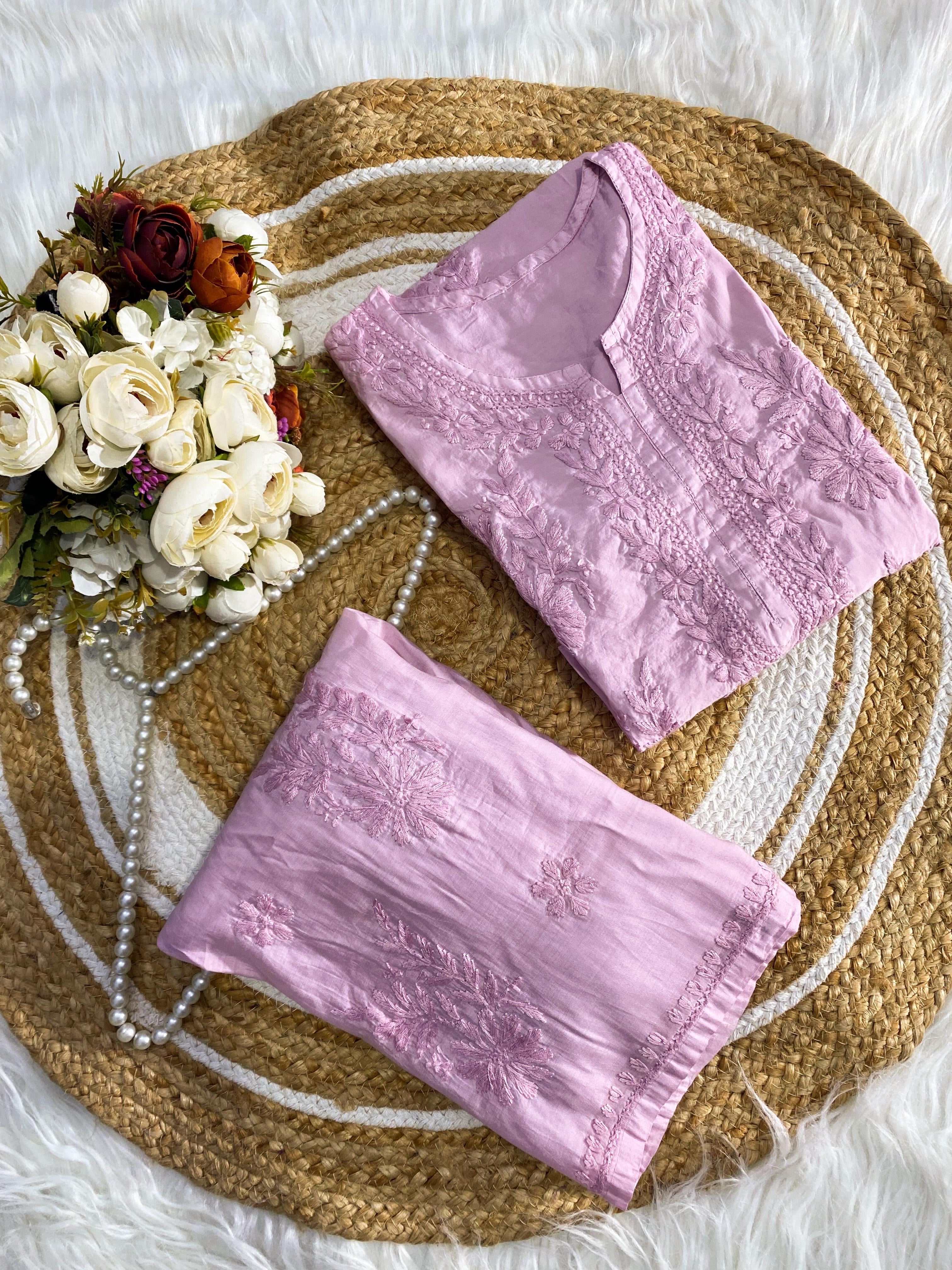 Iddat Premium chikankari Soft pastel shades kurti With Plazzo