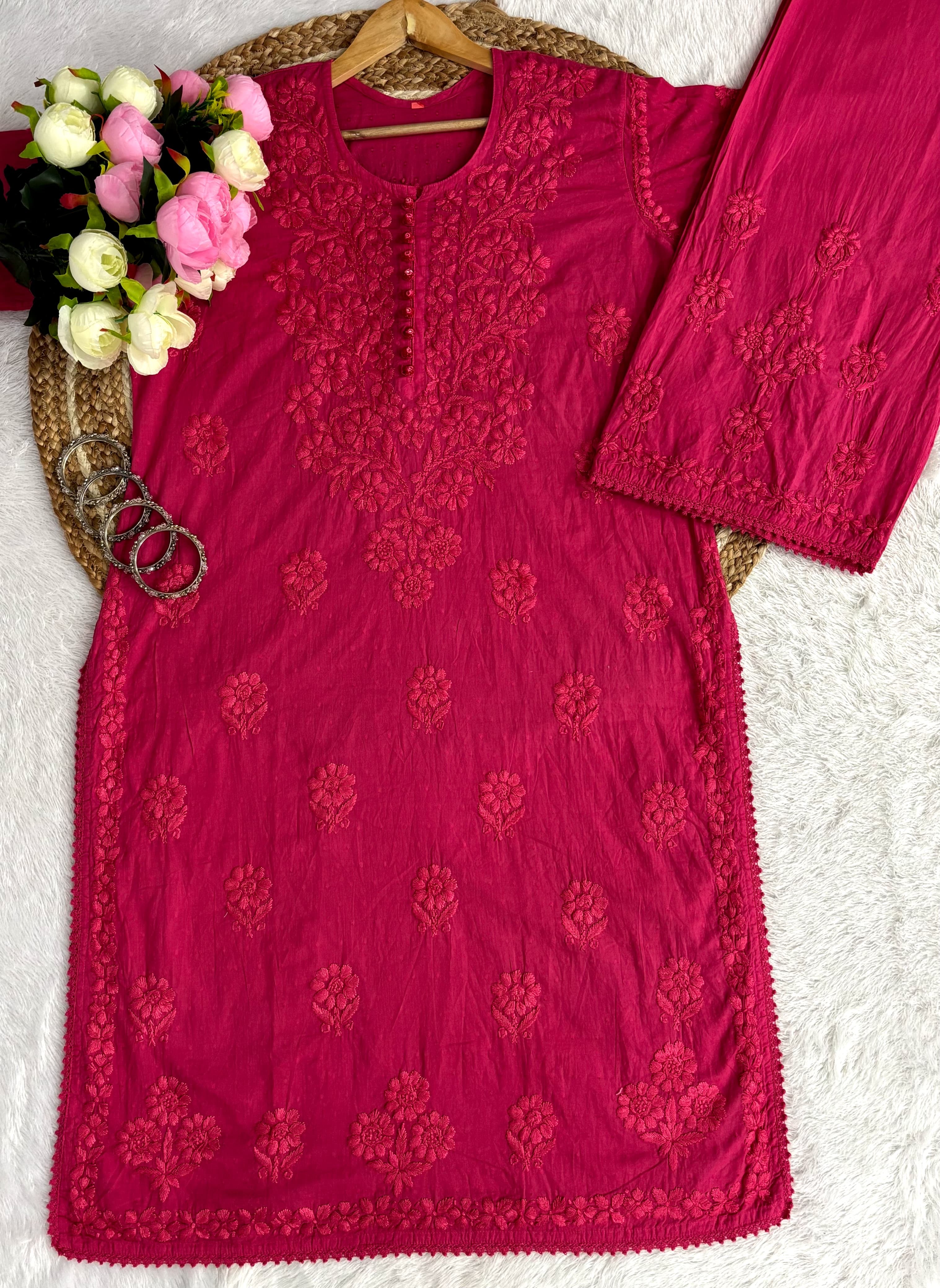 Lace Design Ghaspatti 3d worked chikankari