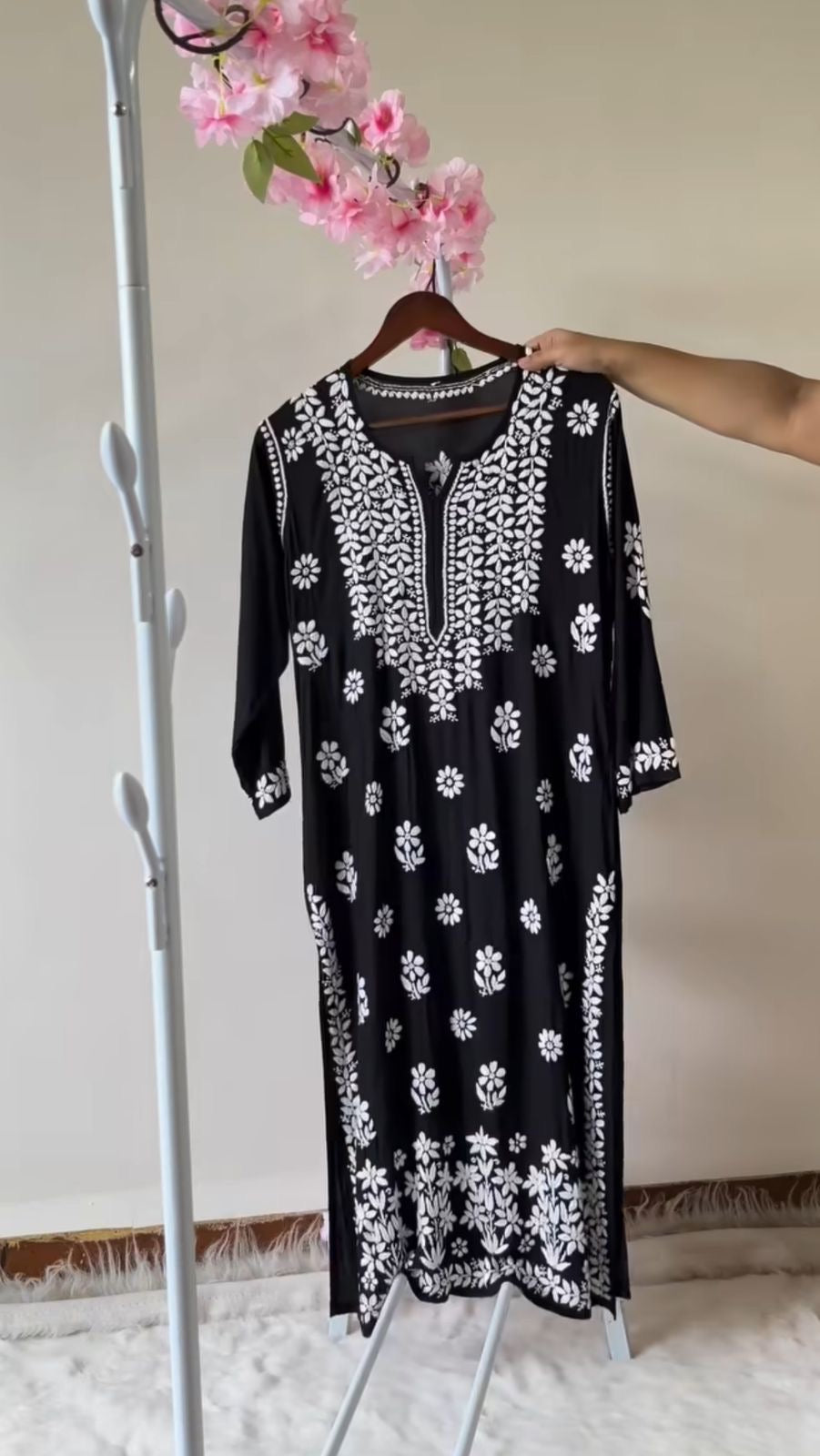 Non transparent Pure Handwork Modal Cotton Kurta