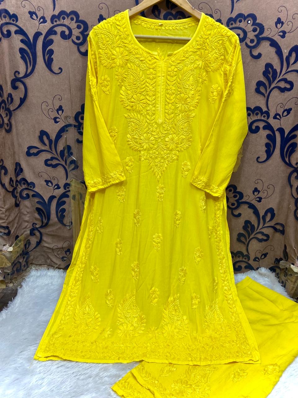 3D Work Plazzo Set Premium Heavy silky Reyon Kurti Plazzo Dupatta Set