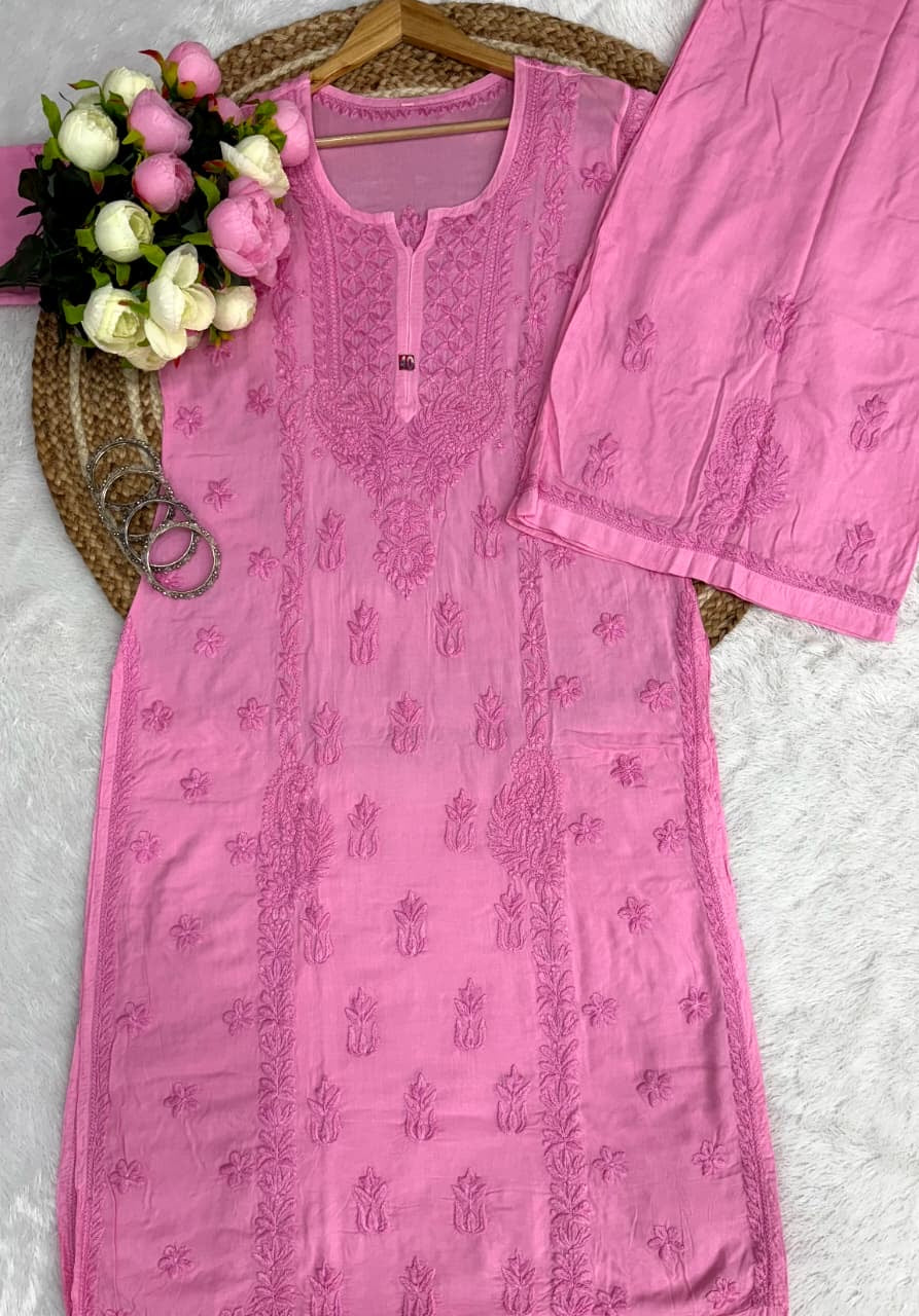 Anchor Thread Beautiful 3D Panel Hand Work Modal Kurti & Plazo Set