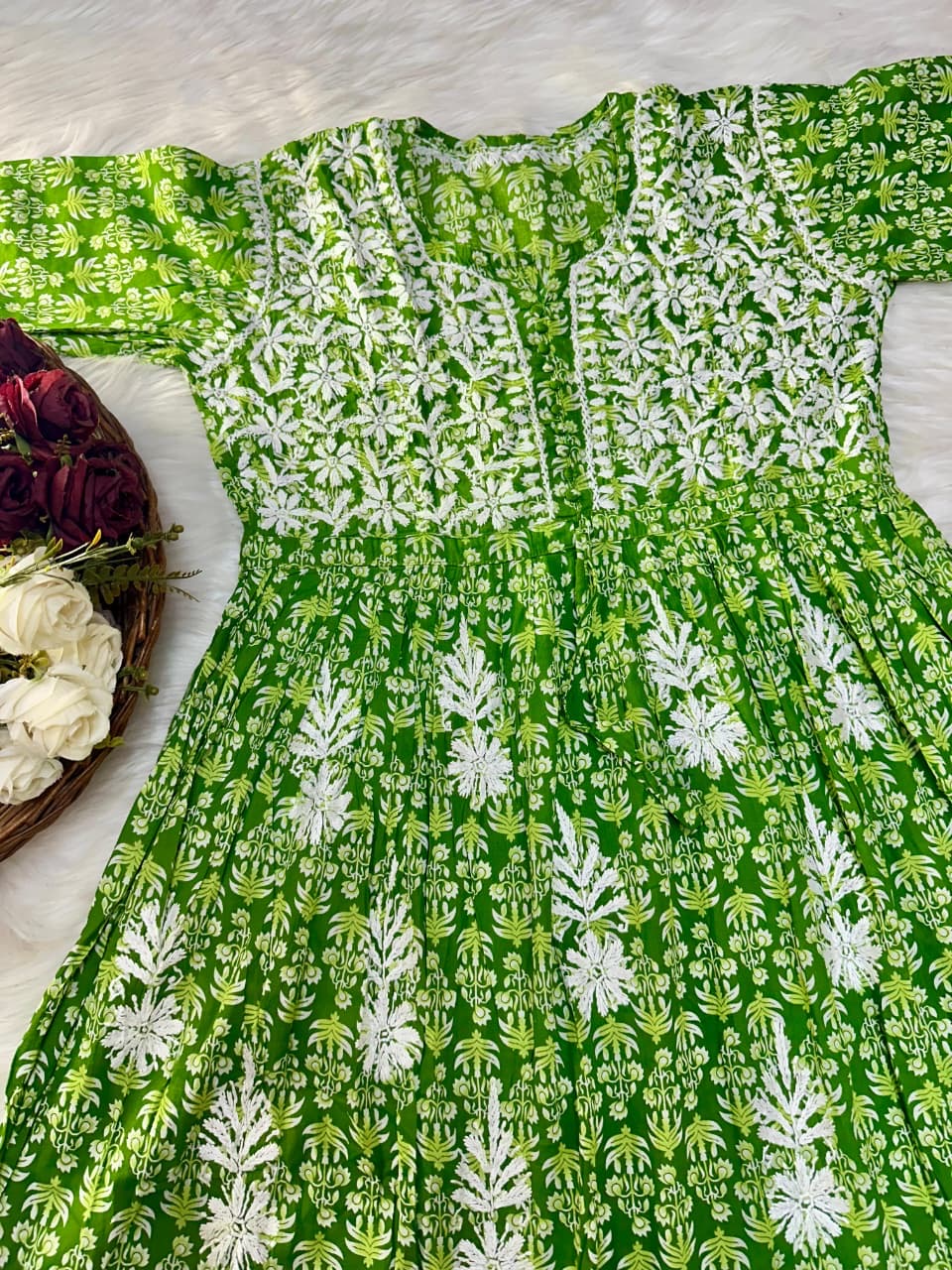 Flower Printed mul mul gown