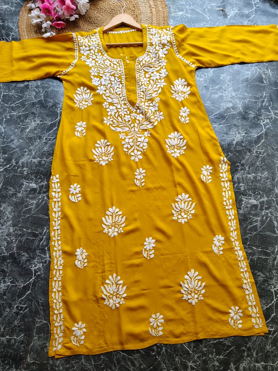 Soft Rayon Long Handwork Kurtis
