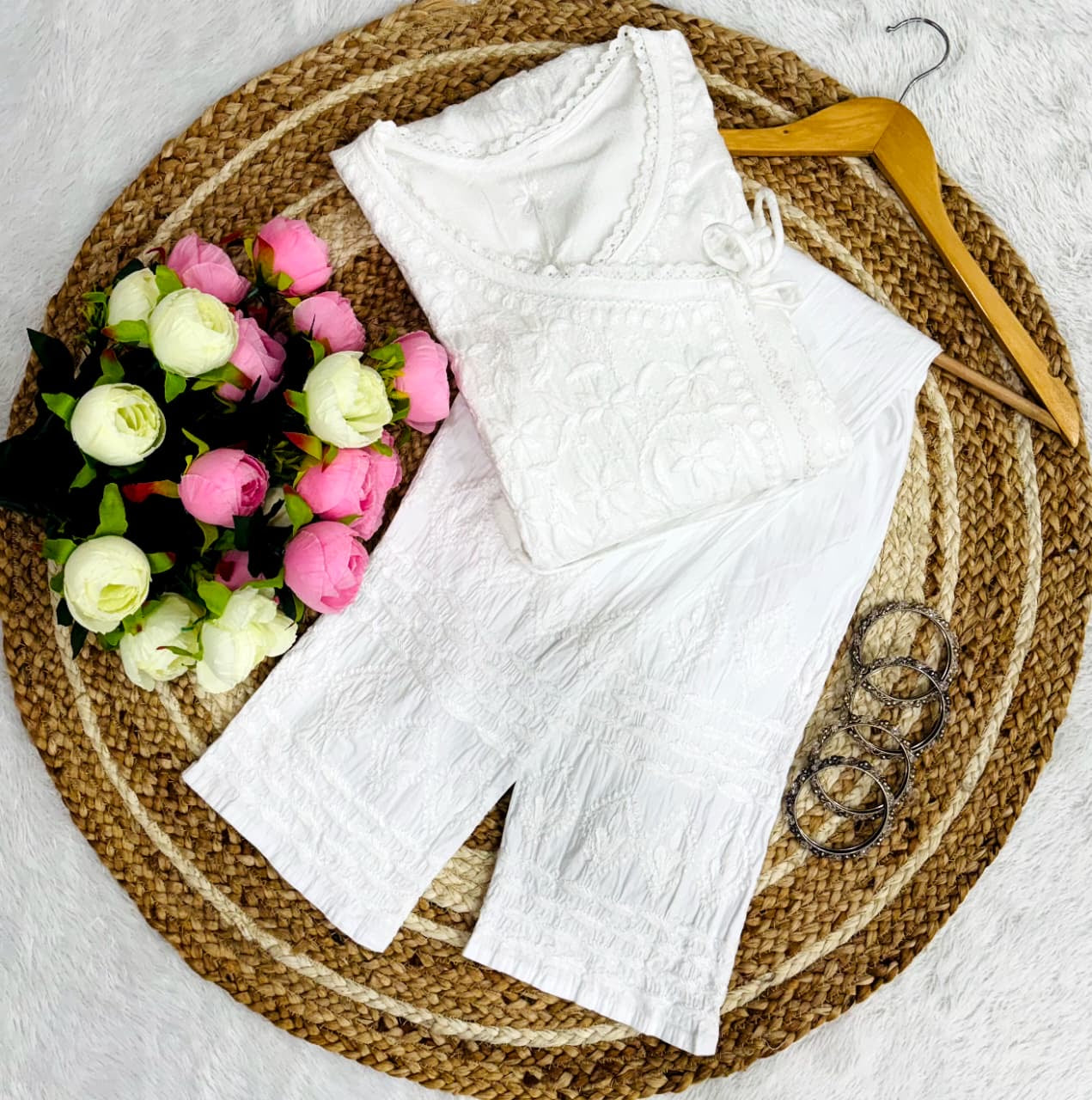 Ghas patti Hand rayon work dot Dori Angrakha