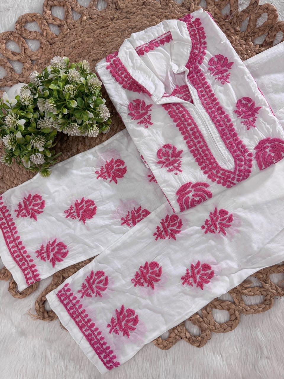 Mul Cotton Co-ord Set Short Kurta Pant