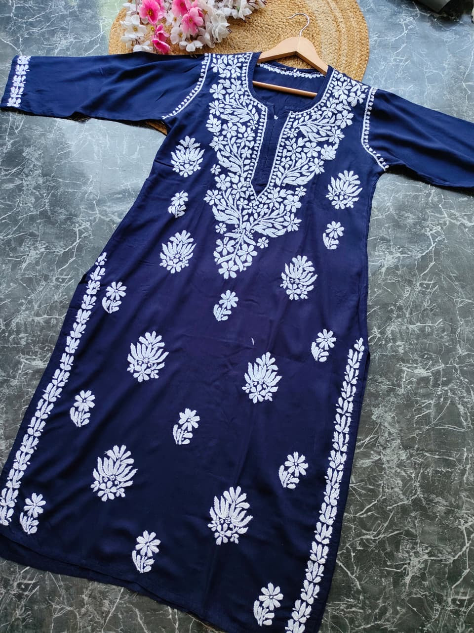 Soft Rayon Long Handwork Kurtis