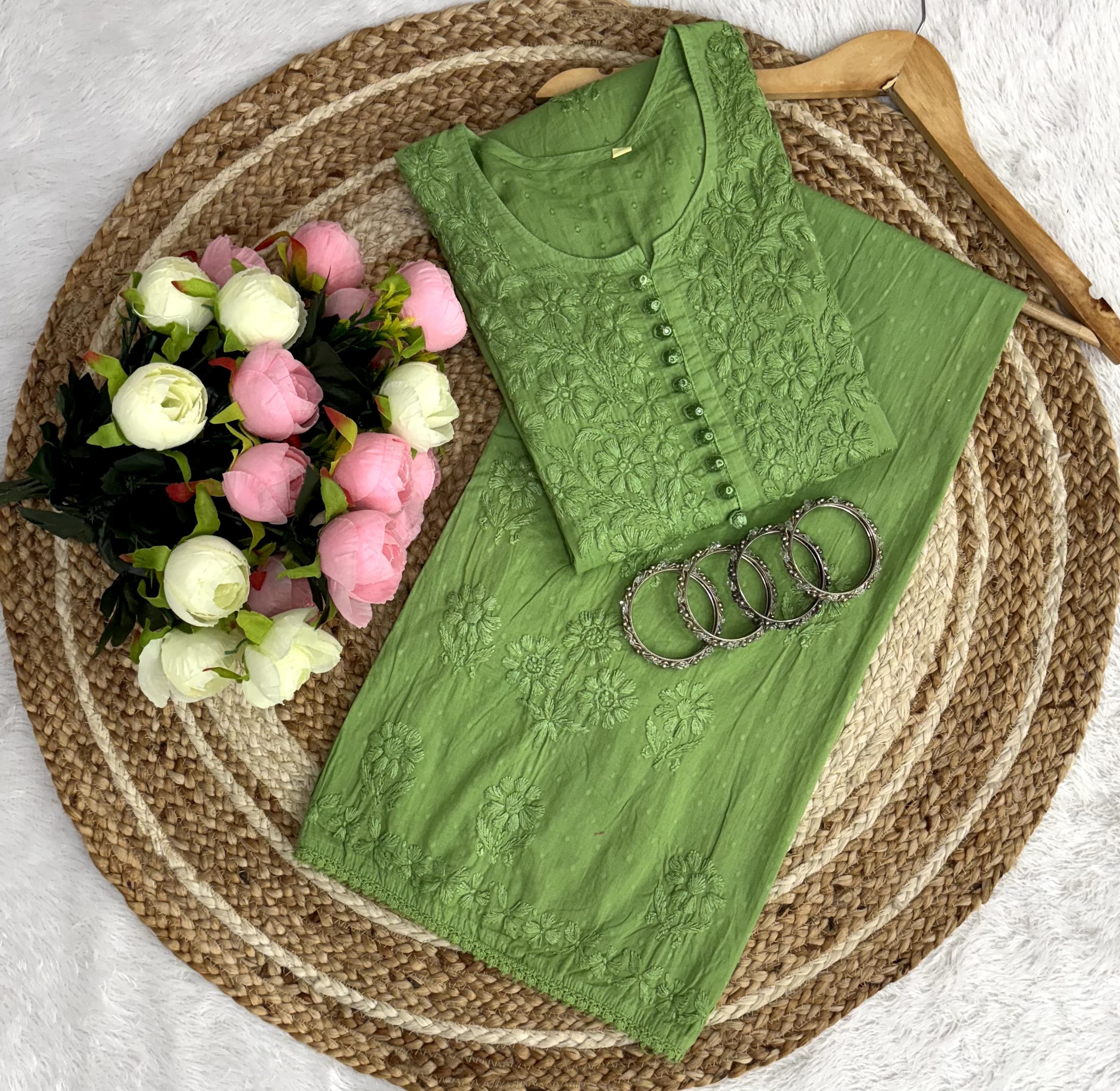 Lace Design Ghaspatti 3d worked chikankari